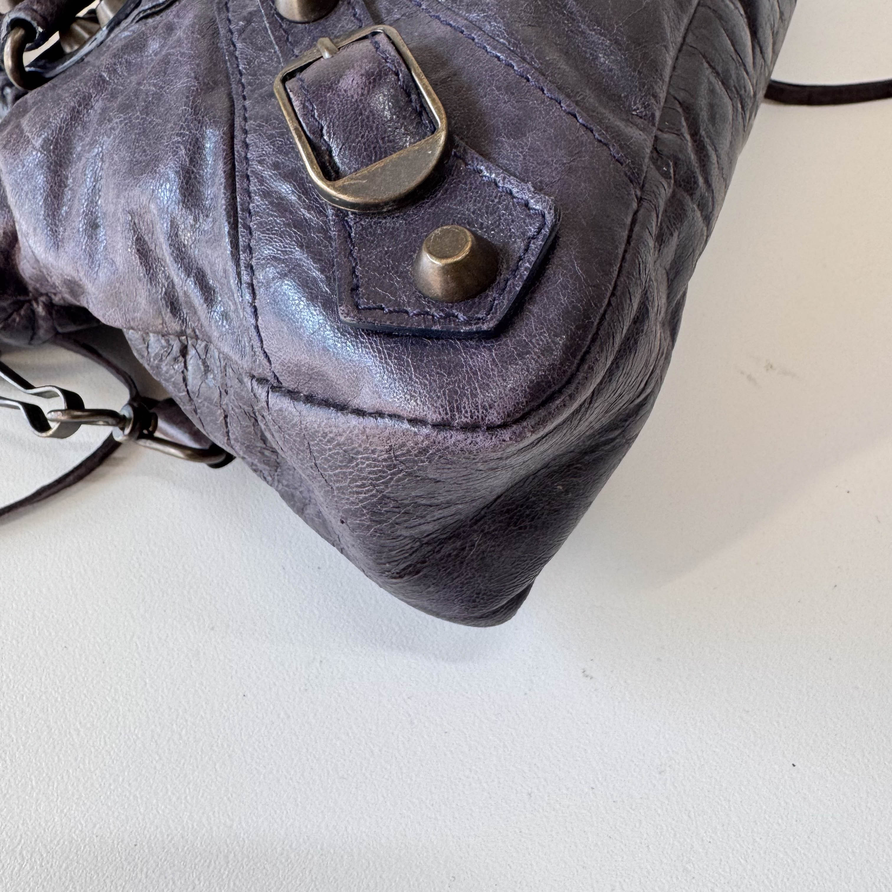 The First Purple Lambskin Leather Two Way Bag