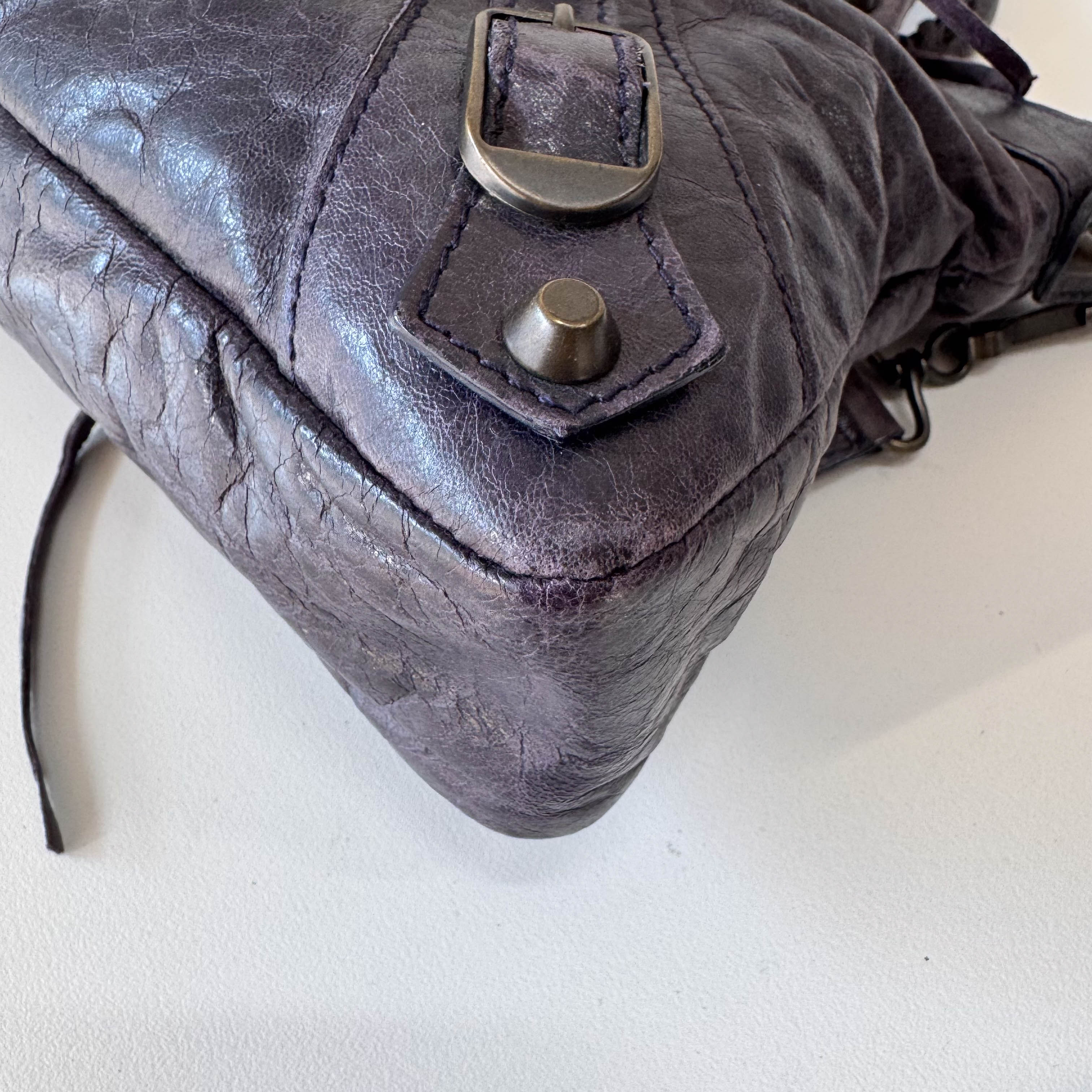 The First Purple Lambskin Leather Two Way Bag