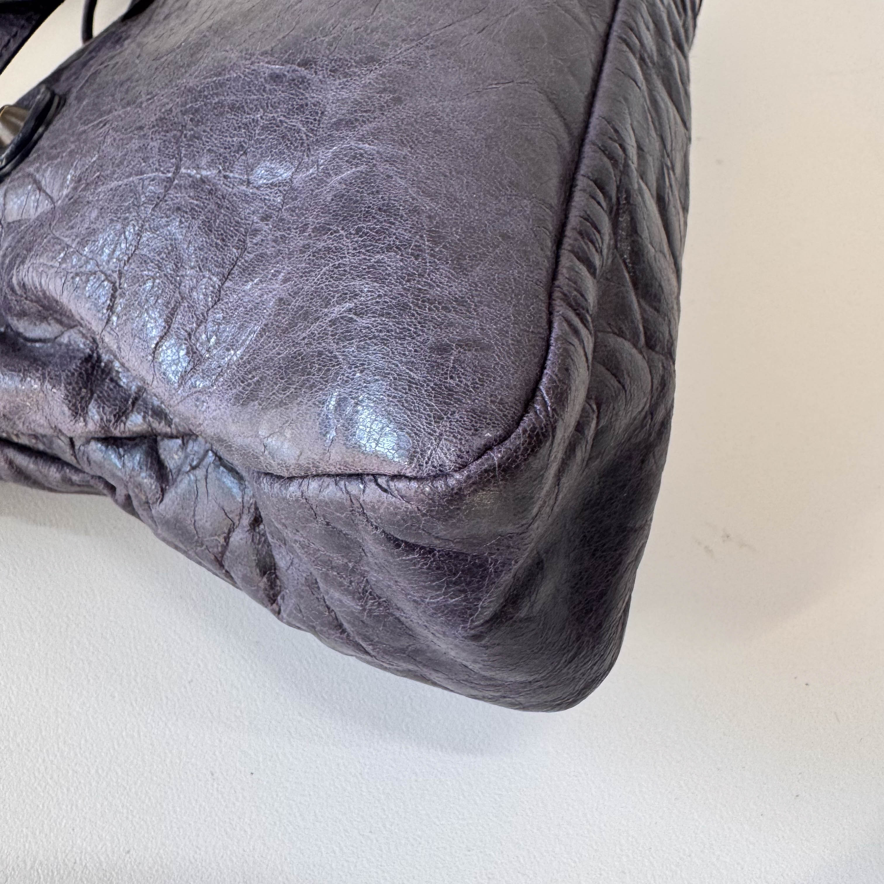 The First Purple Lambskin Leather Two Way Bag