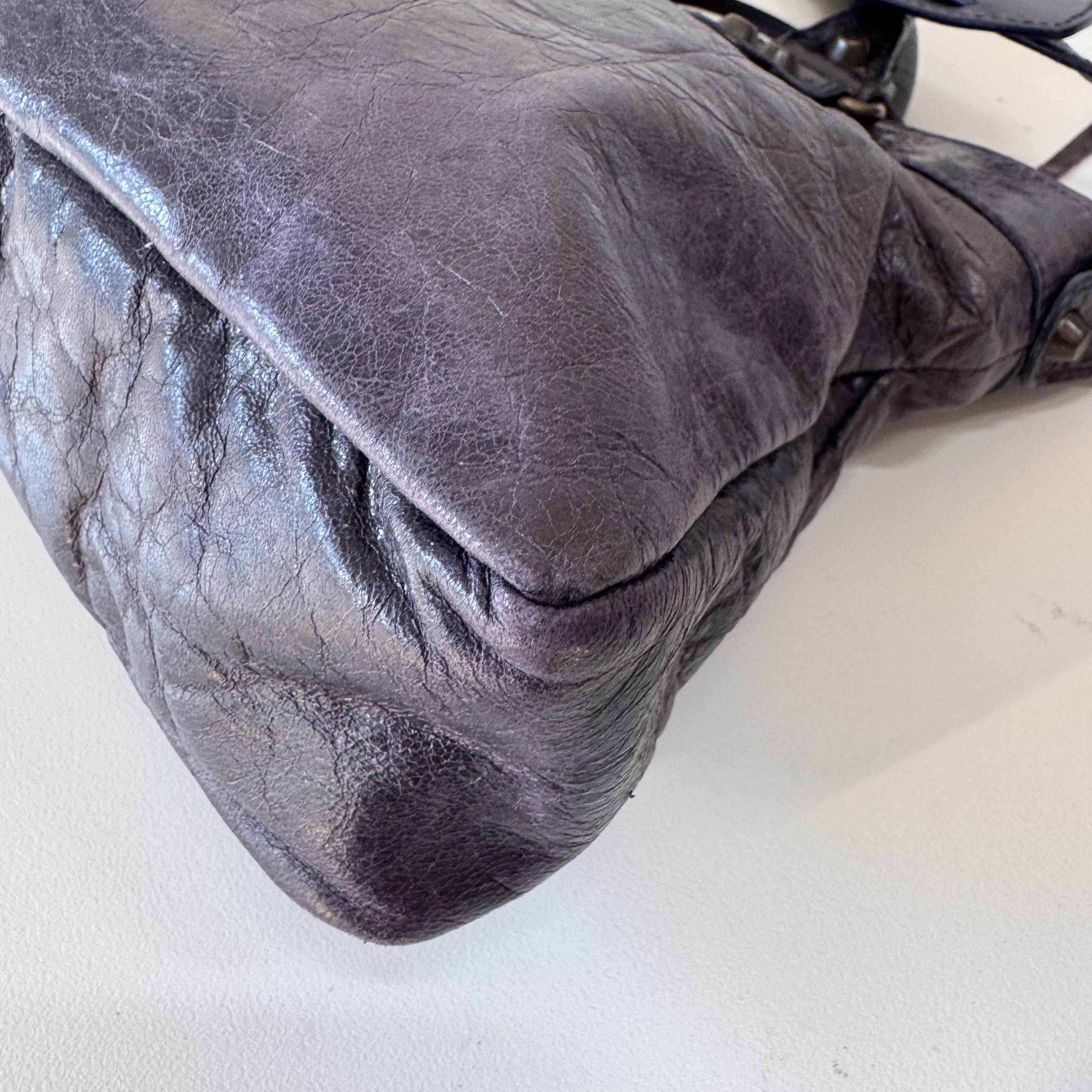 The First Purple Lambskin Leather Two Way Bag