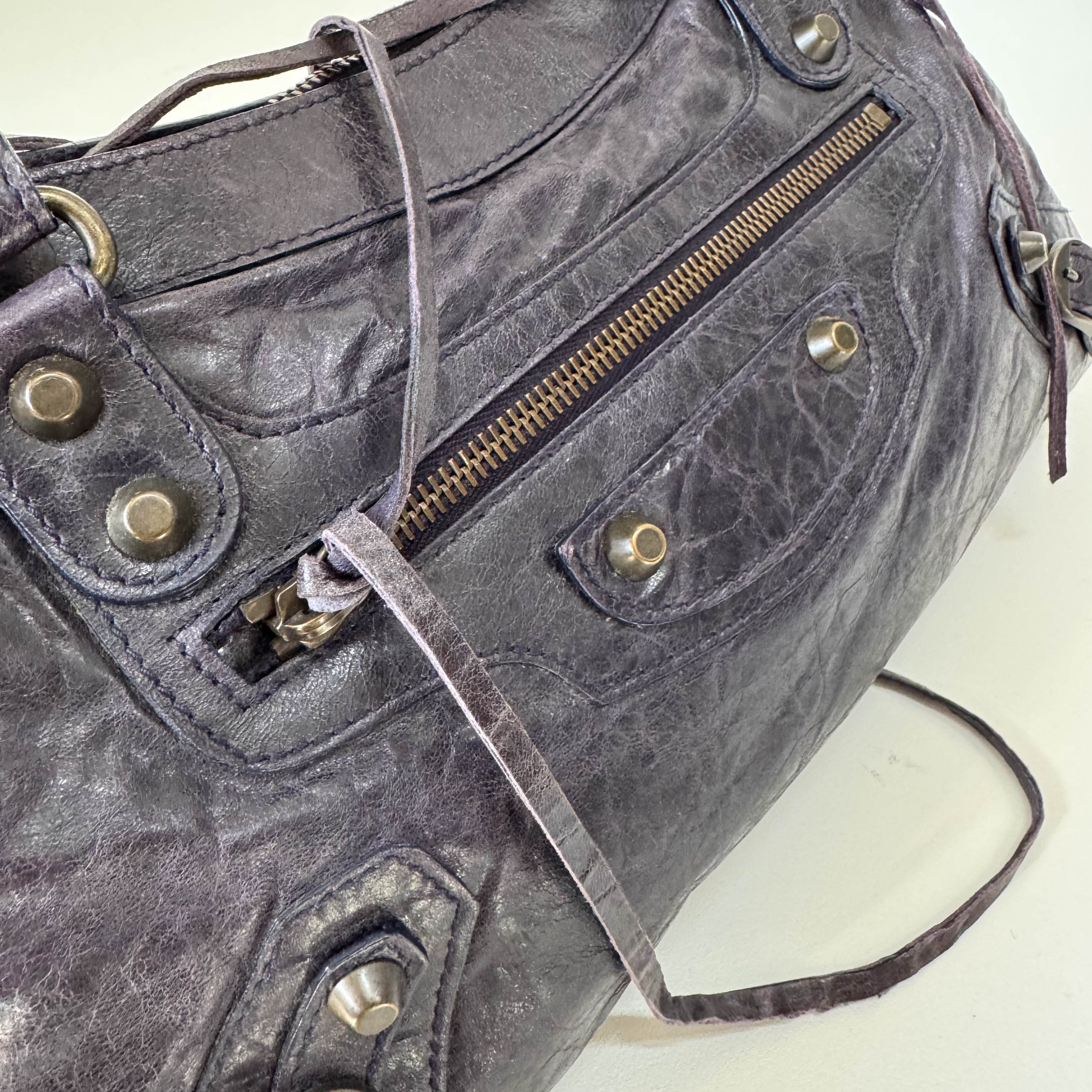 The First Purple Lambskin Leather Two Way Bag