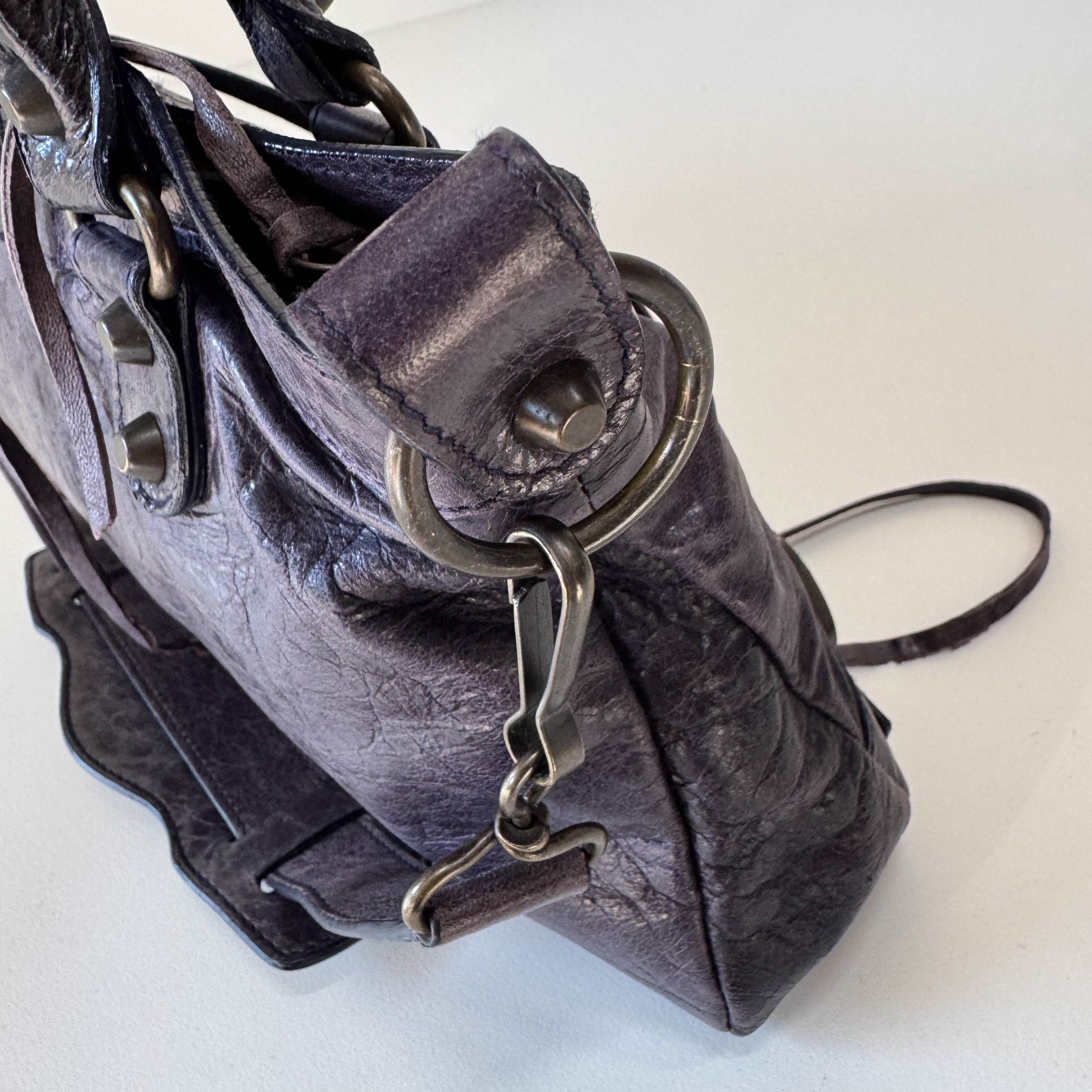 The First Purple Lambskin Leather Two Way Bag