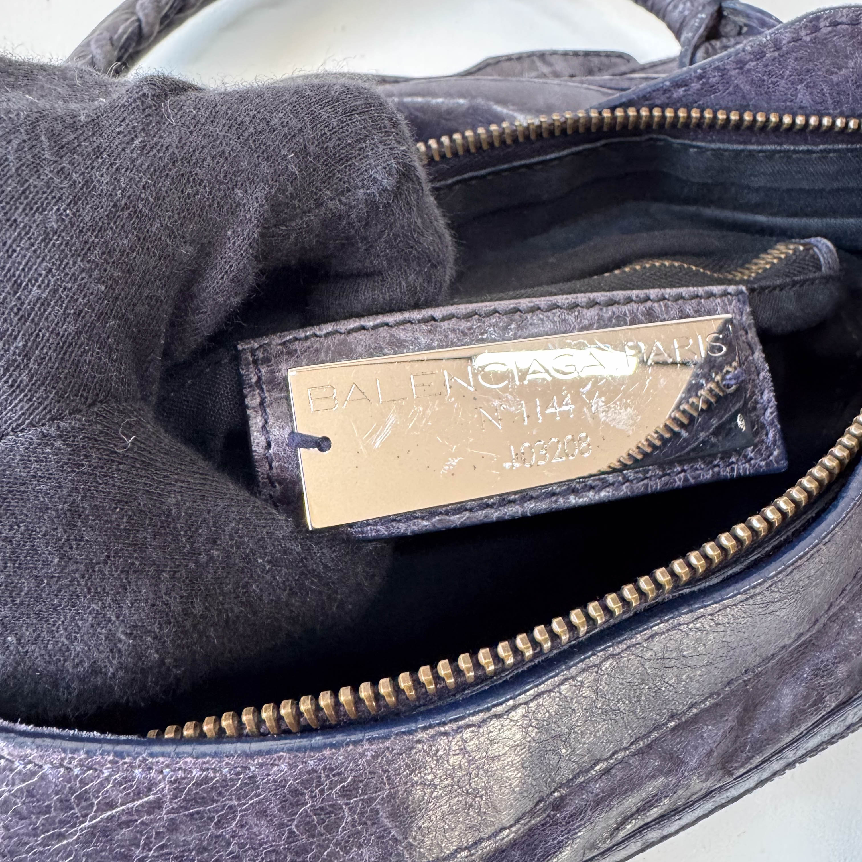 The First Purple Lambskin Leather Two Way Bag