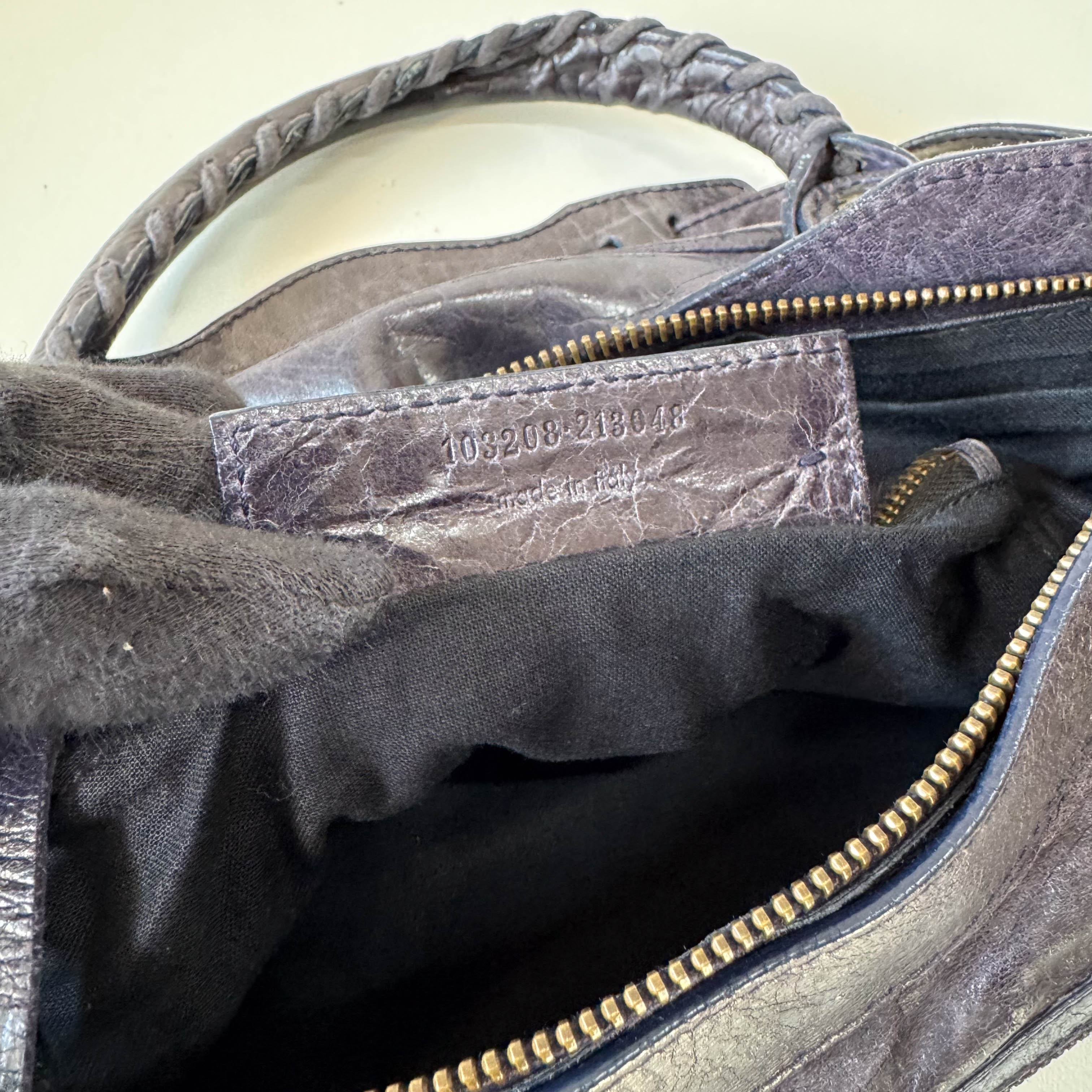 The First Purple Lambskin Leather Two Way Bag