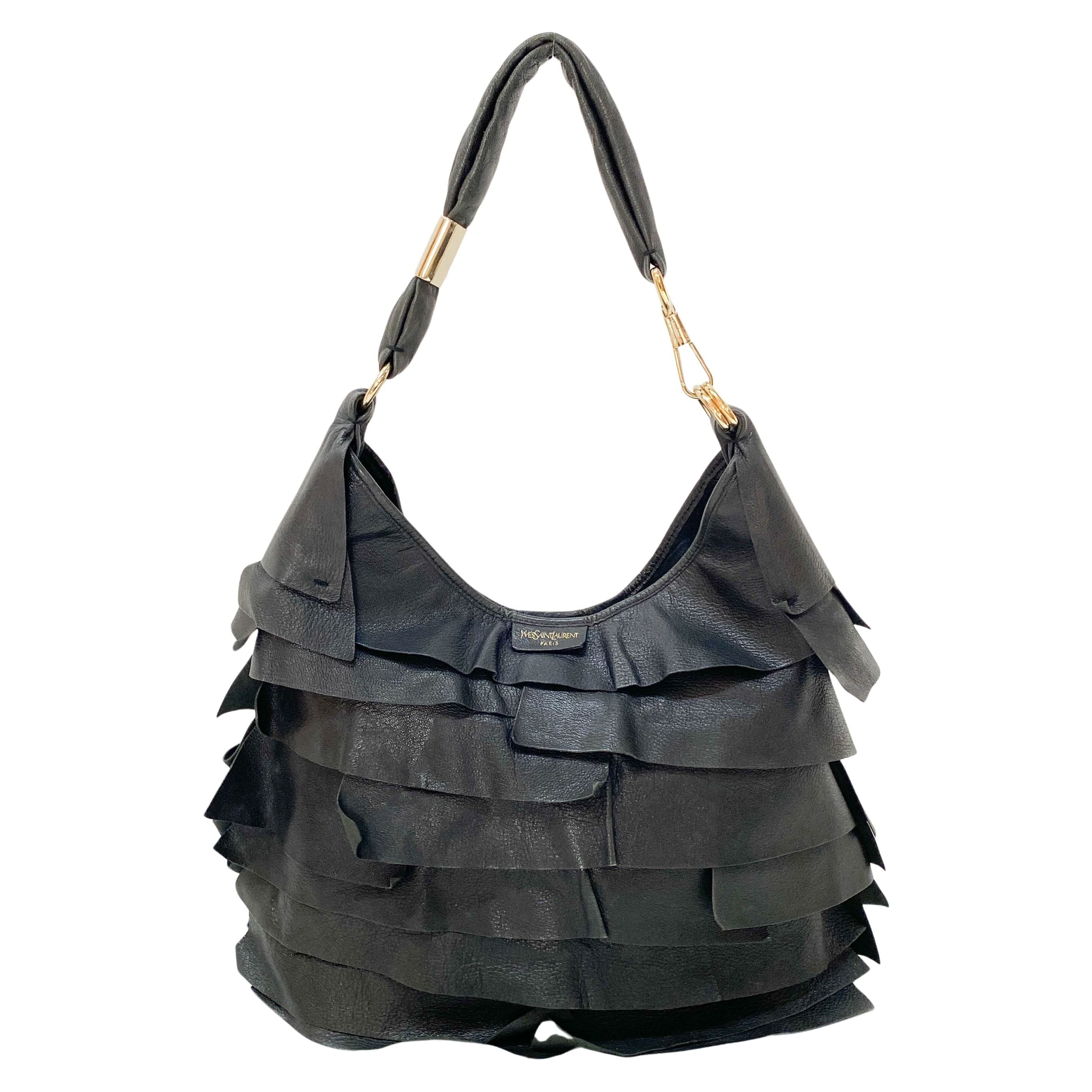 Saint Tropez Black Leather Shoulder Bag