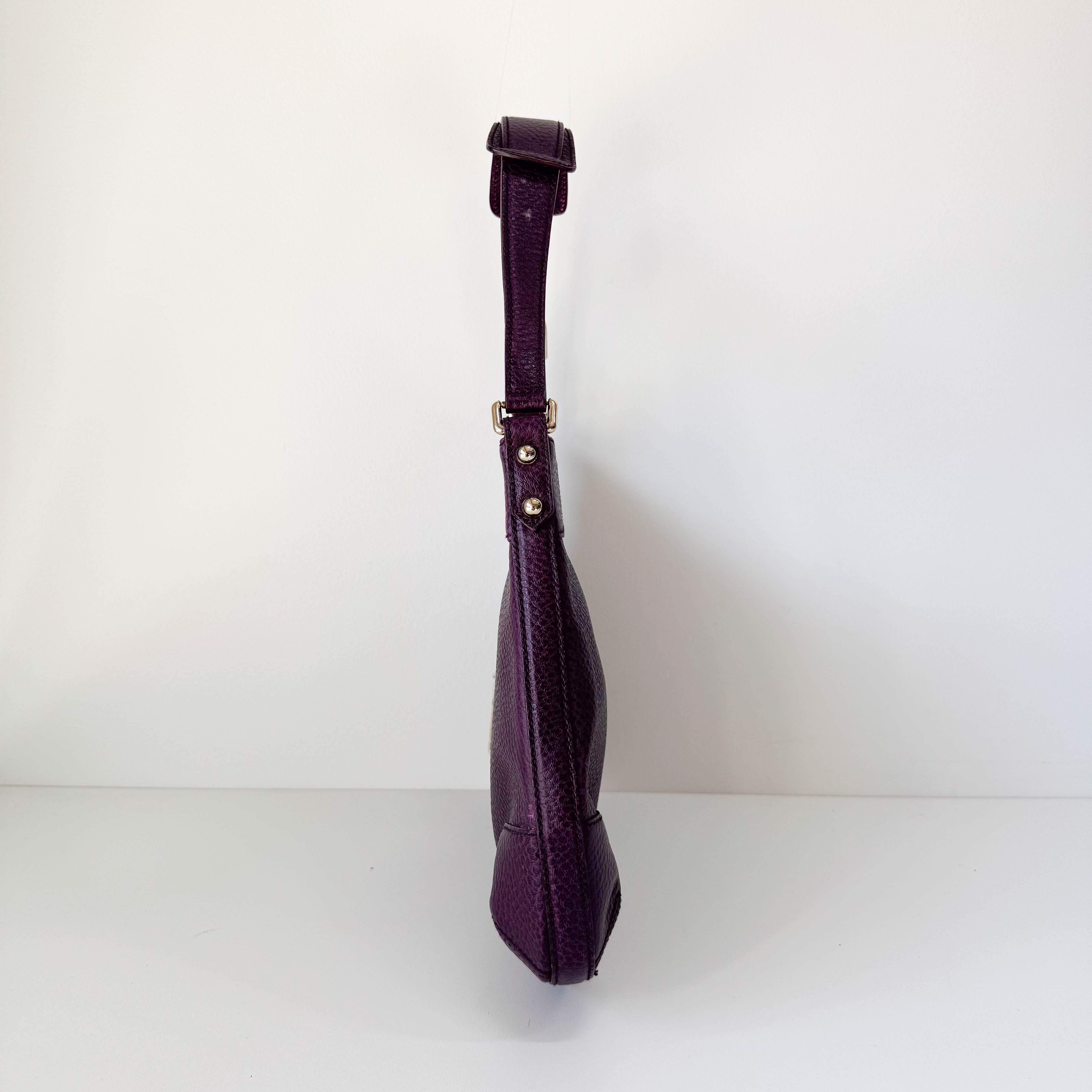 Horsebit Purple Leather Shoulder Bag