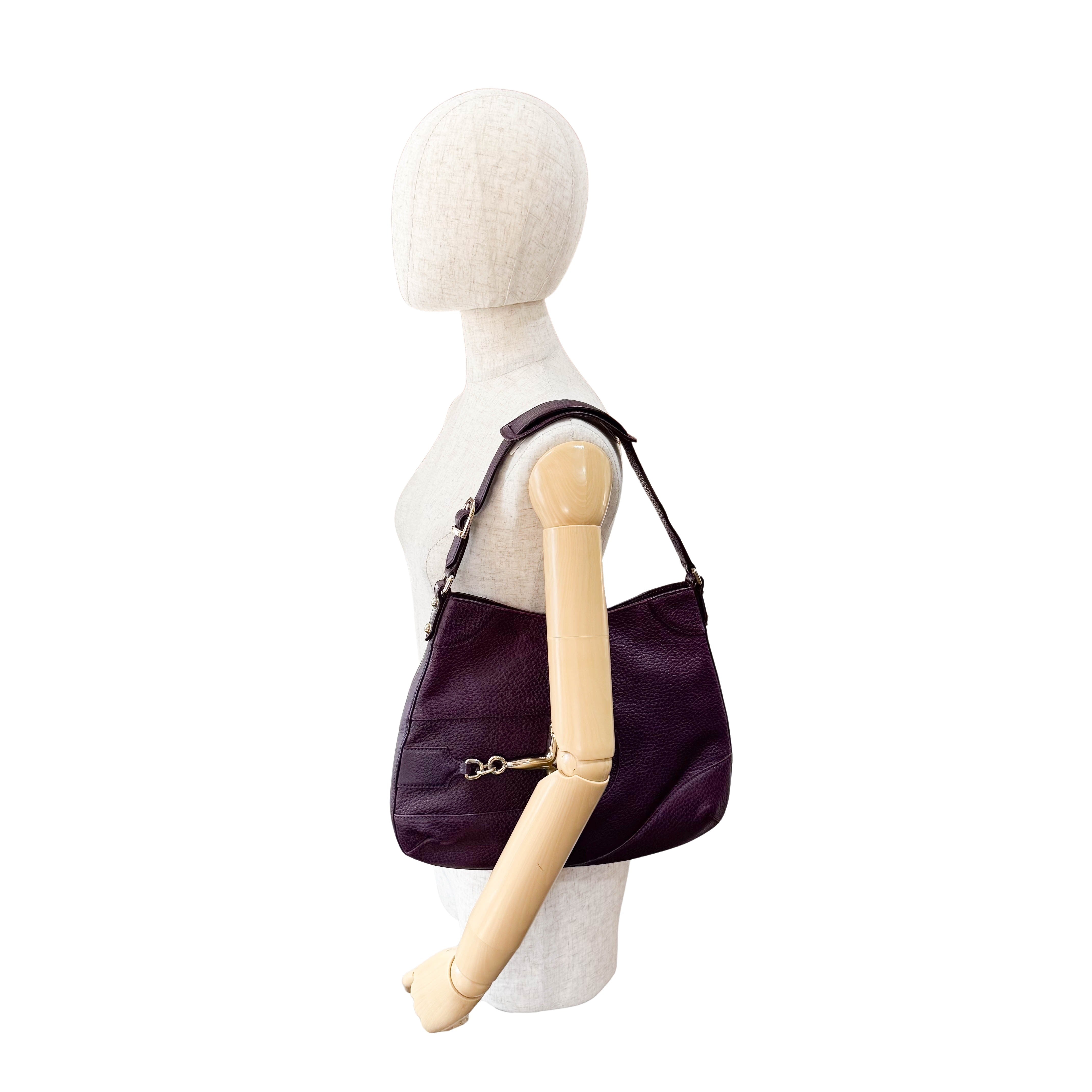 Horsebit Purple Leather Shoulder Bag