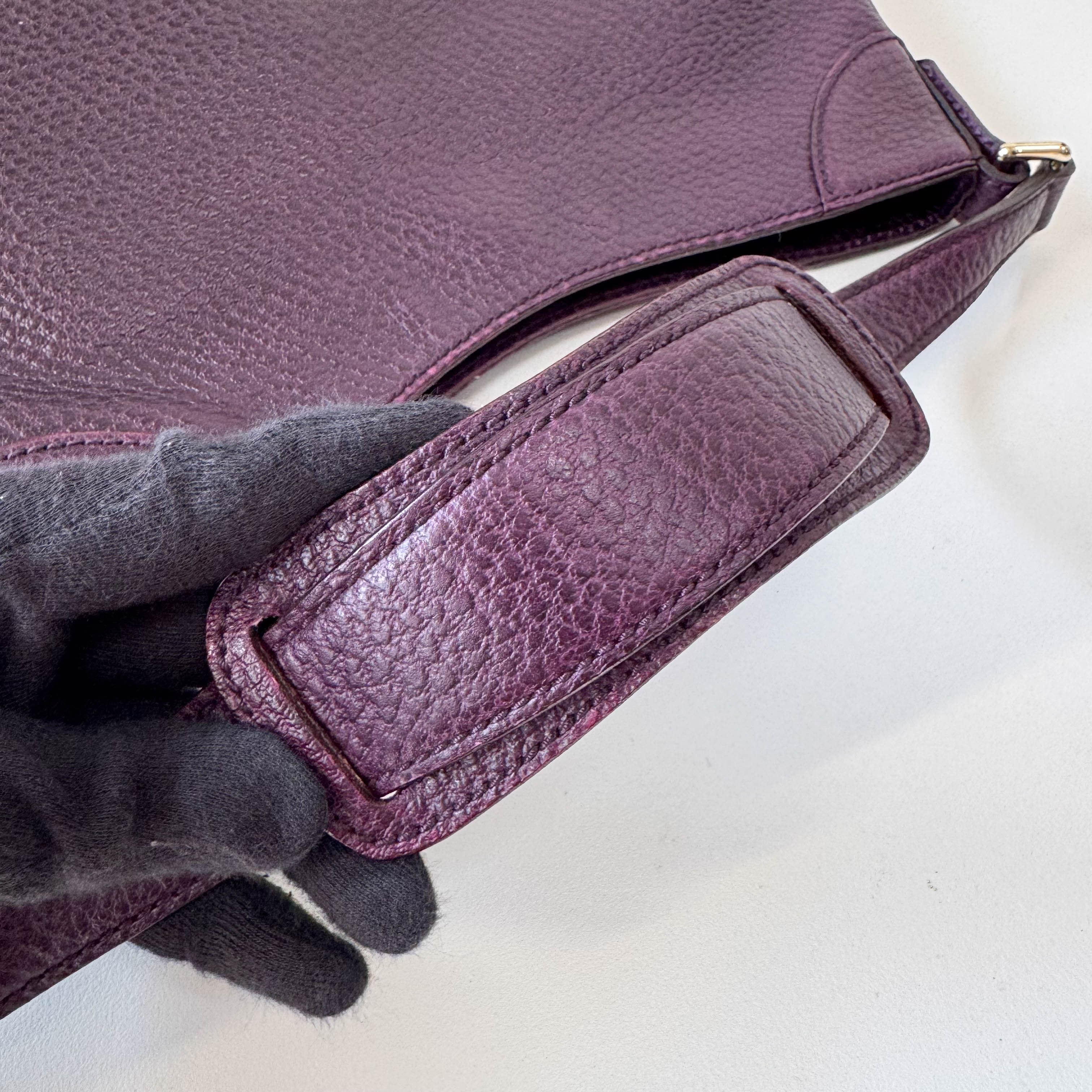 Horsebit Purple Leather Shoulder Bag