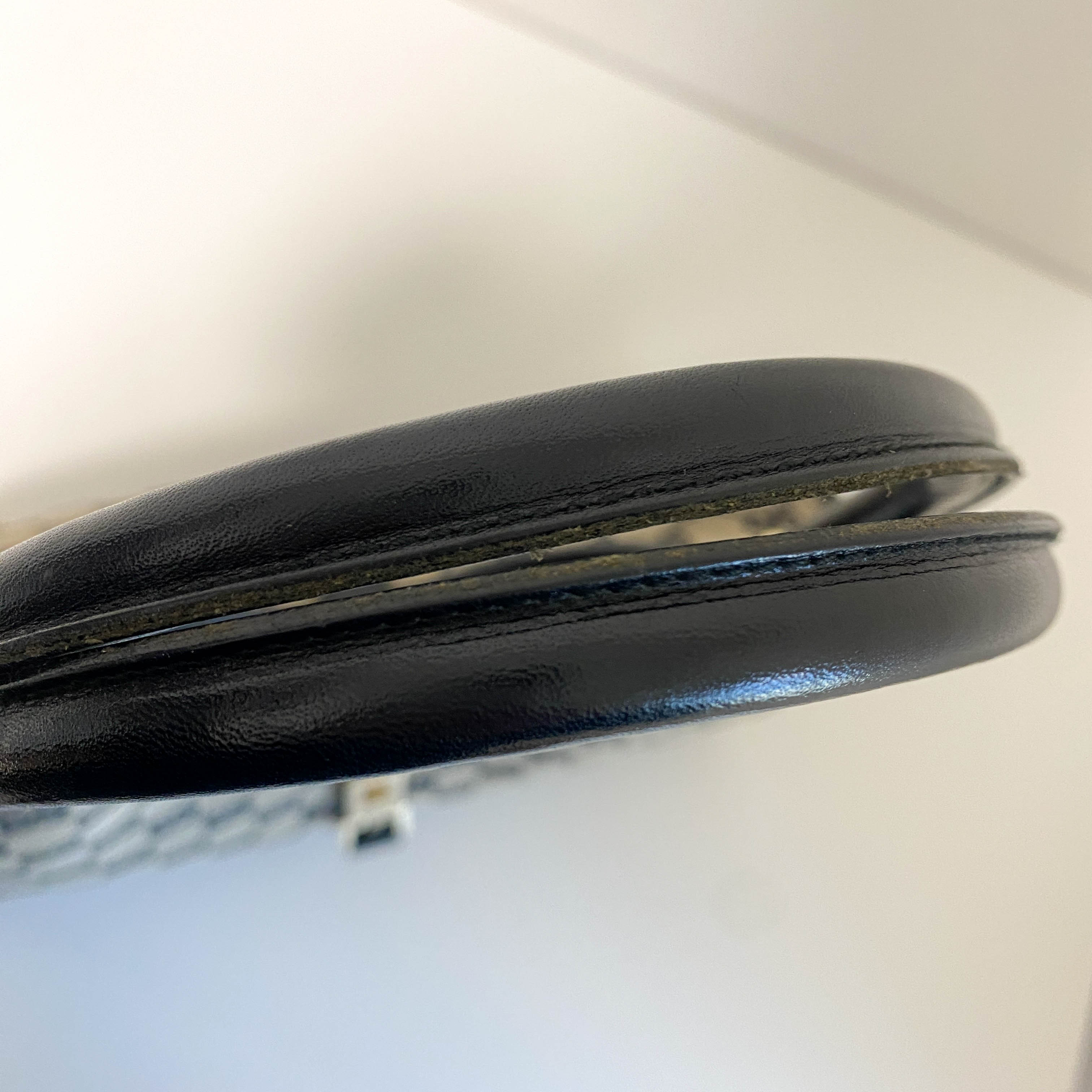 Jackie Black Leather and Canvas Shoulder bag with Gold Hardware