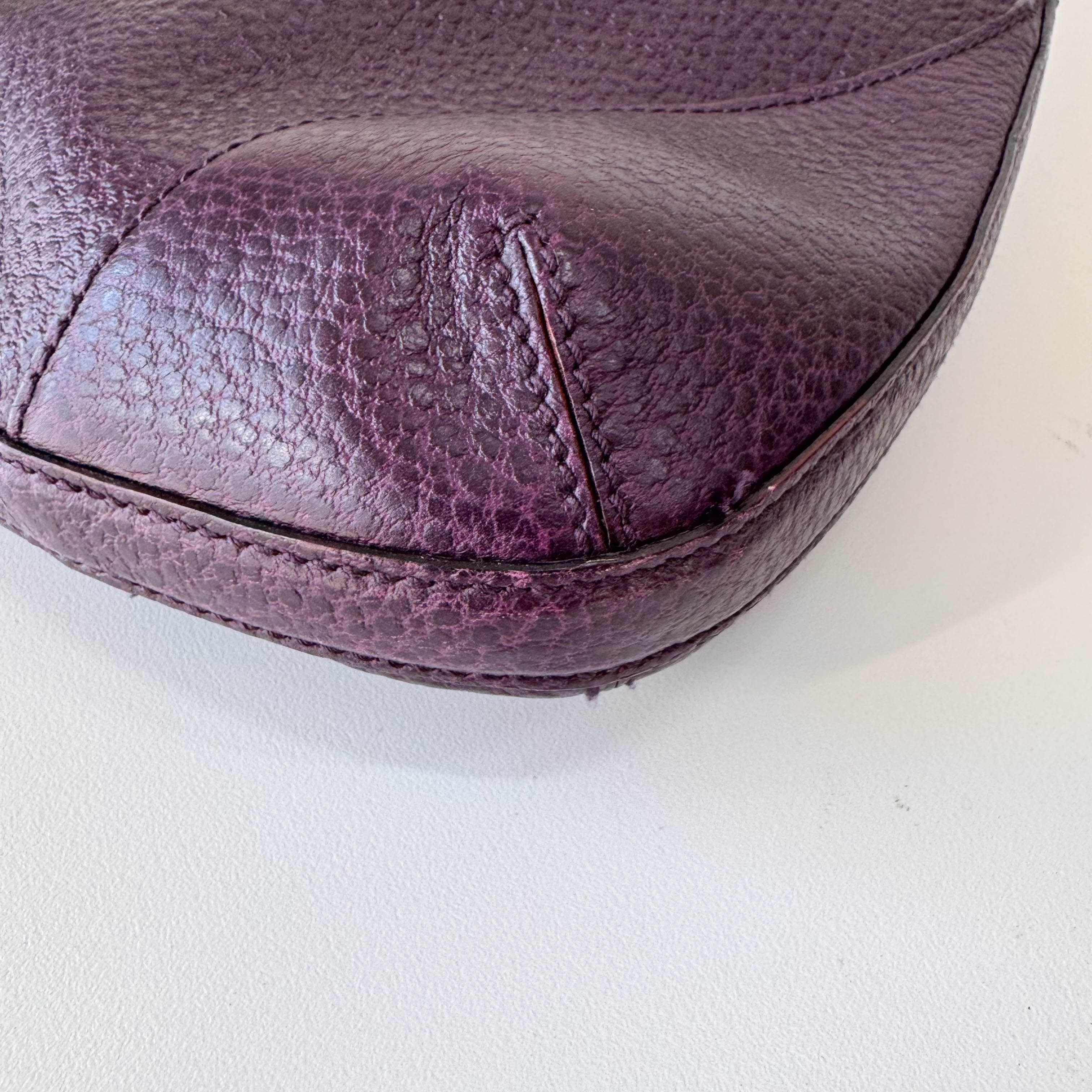 Horsebit Purple Leather Shoulder Bag