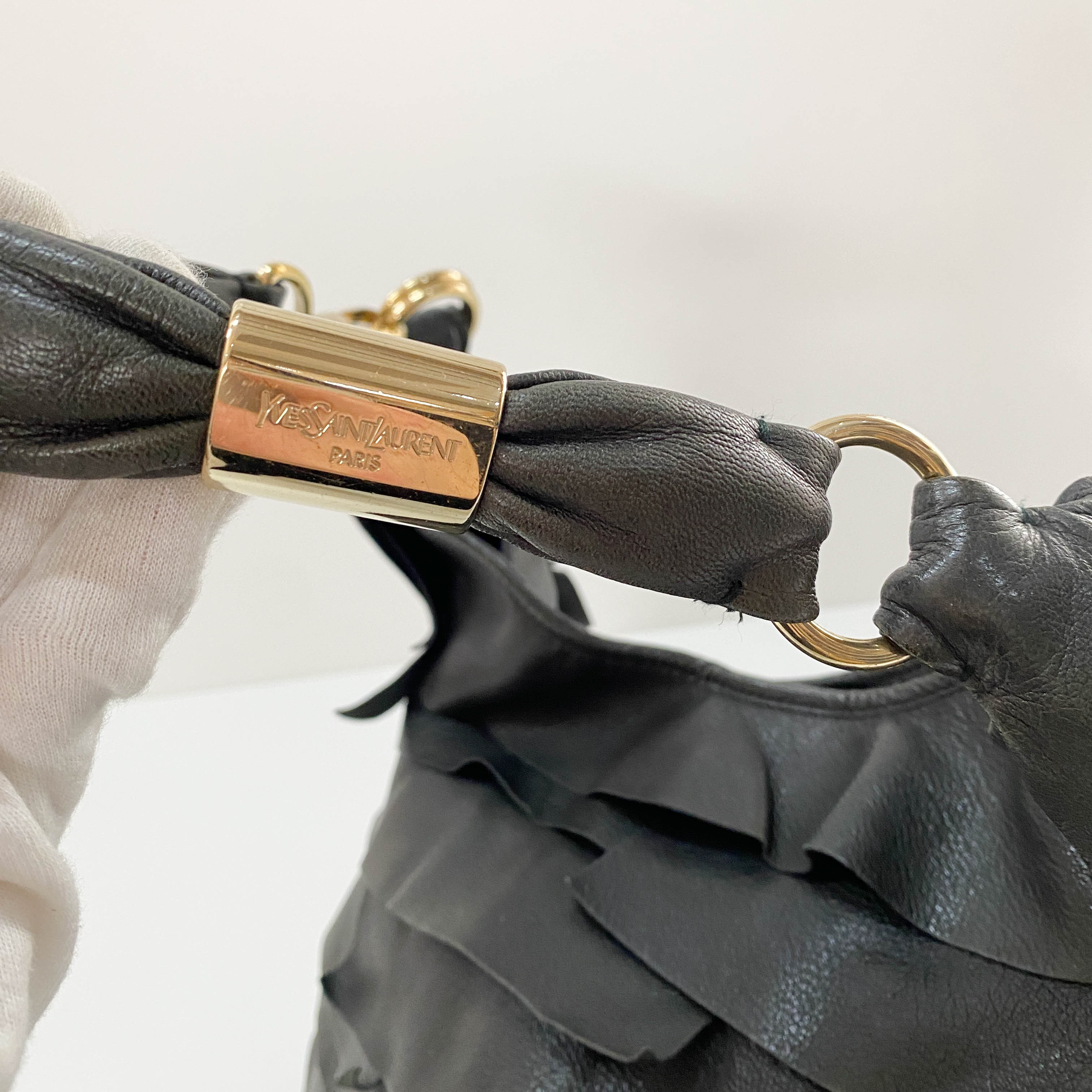 Saint Tropez Black Leather Shoulder Bag