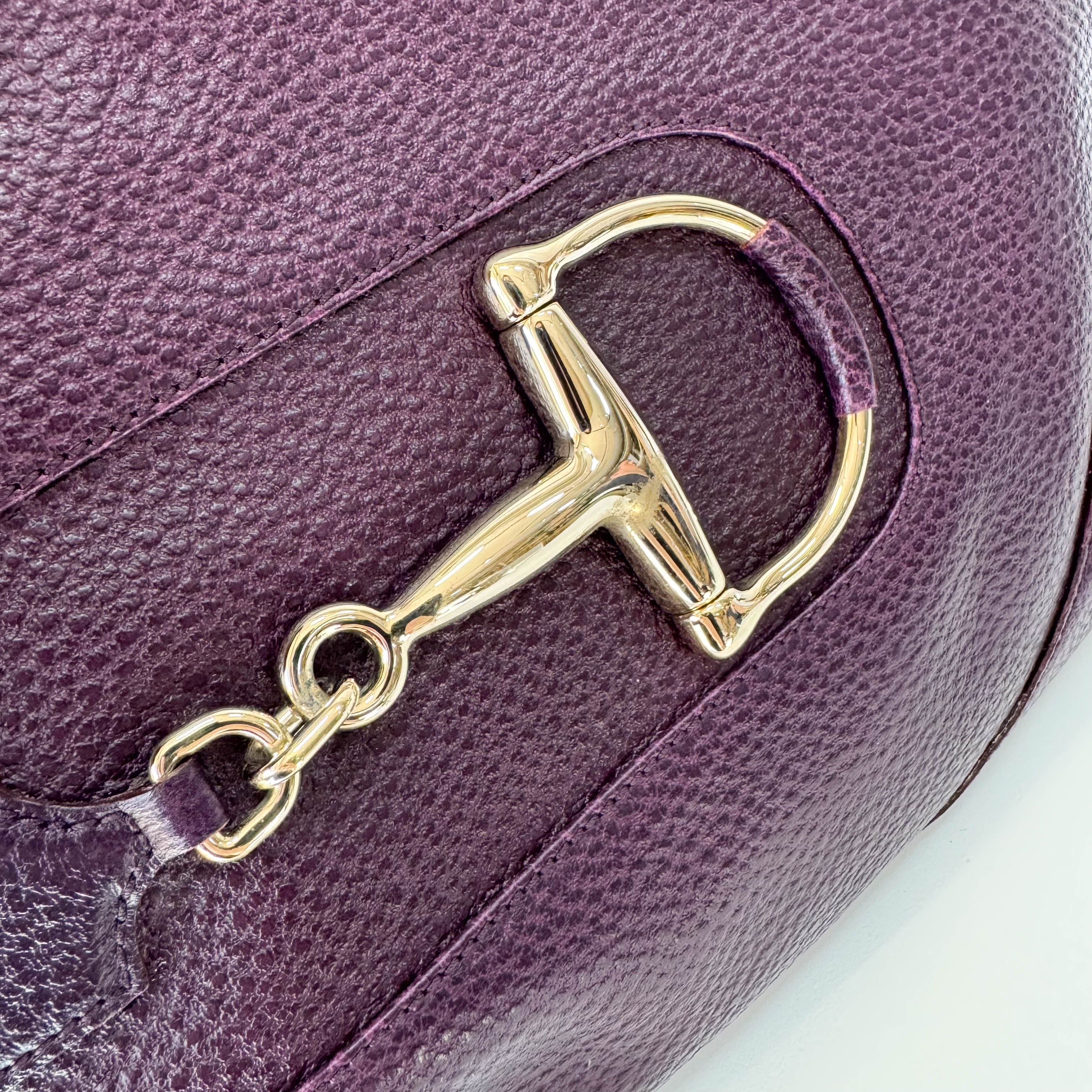 Horsebit Purple Leather Shoulder Bag