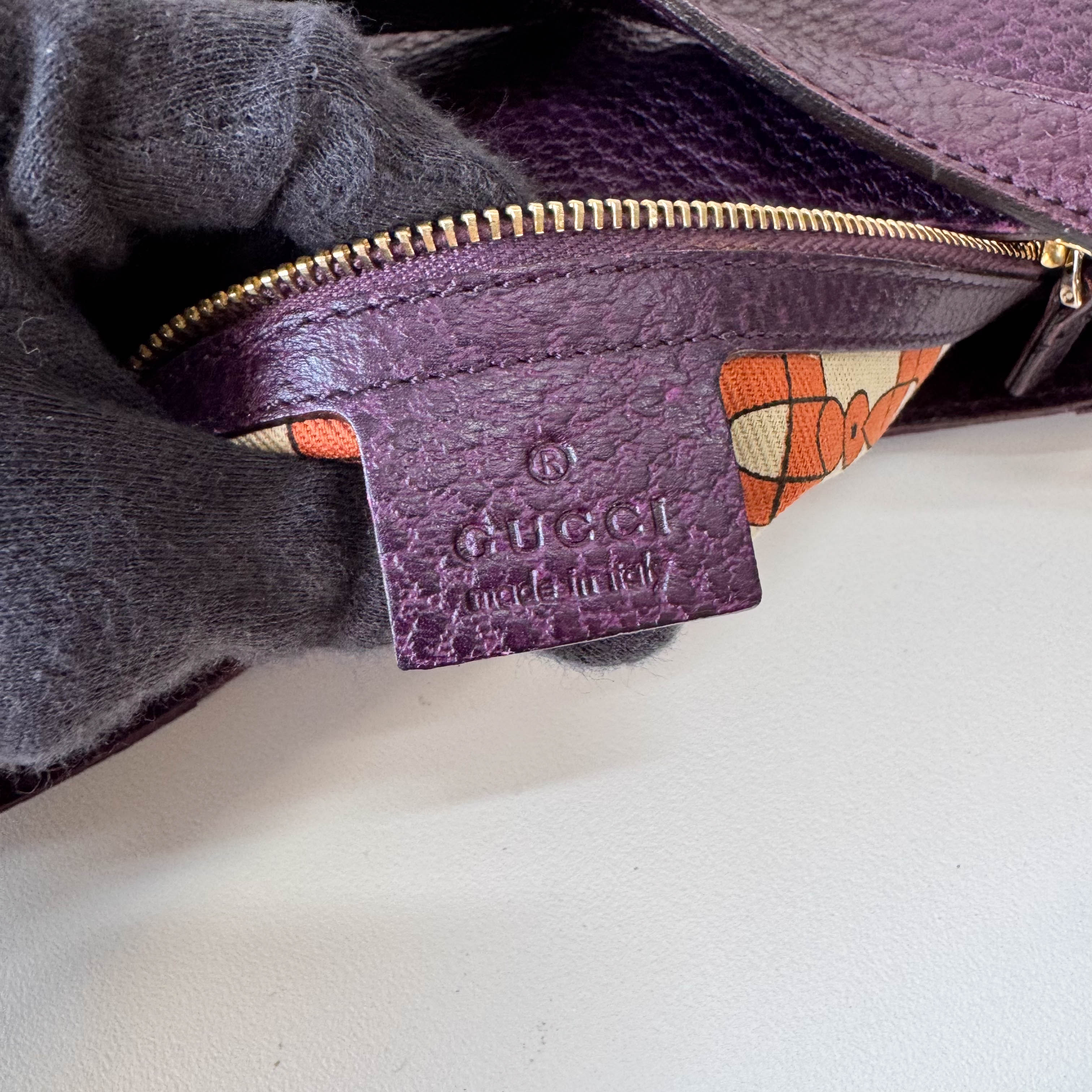 Horsebit Purple Leather Shoulder Bag