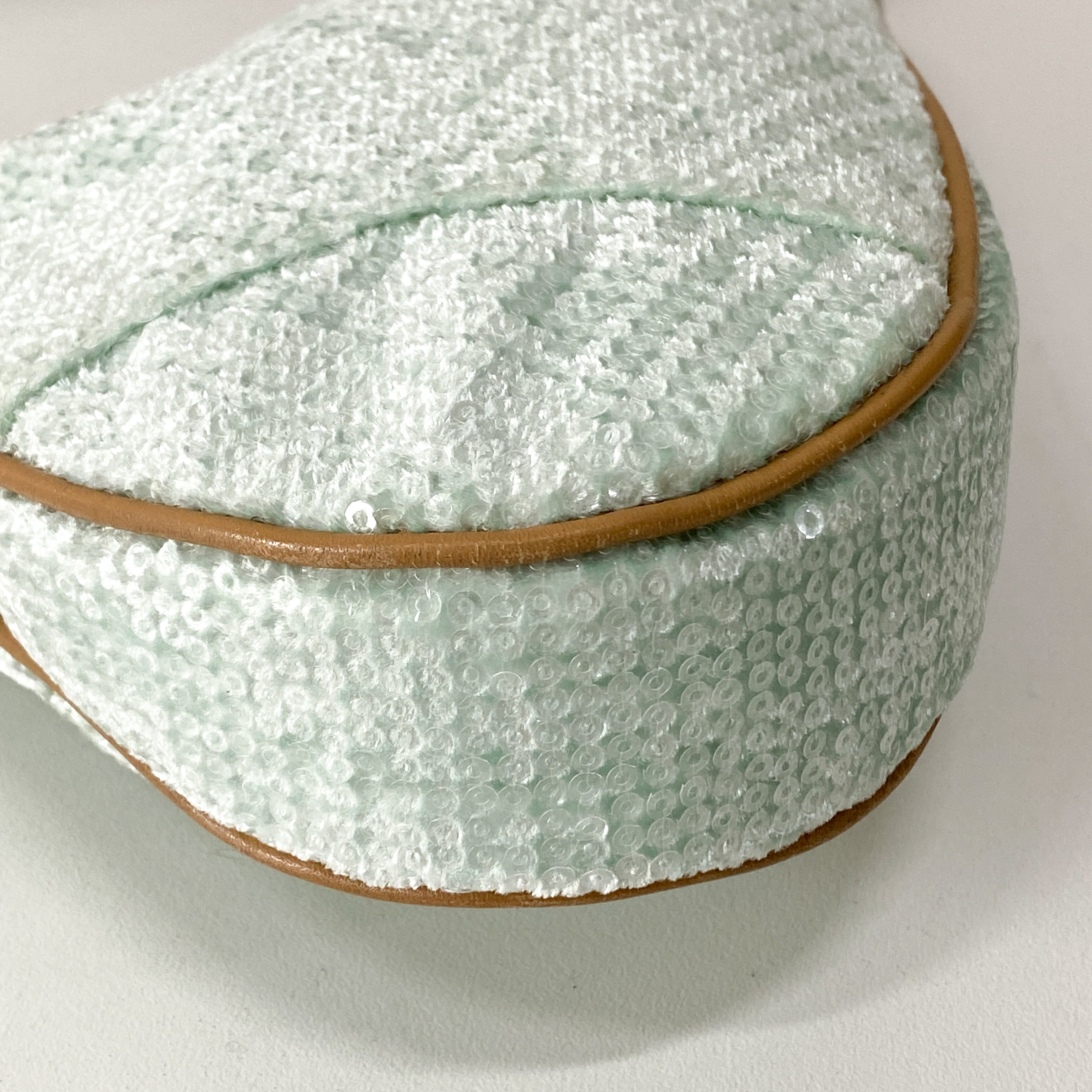 Saddle Light Blue Cotton & Sequin Shoulder Bag