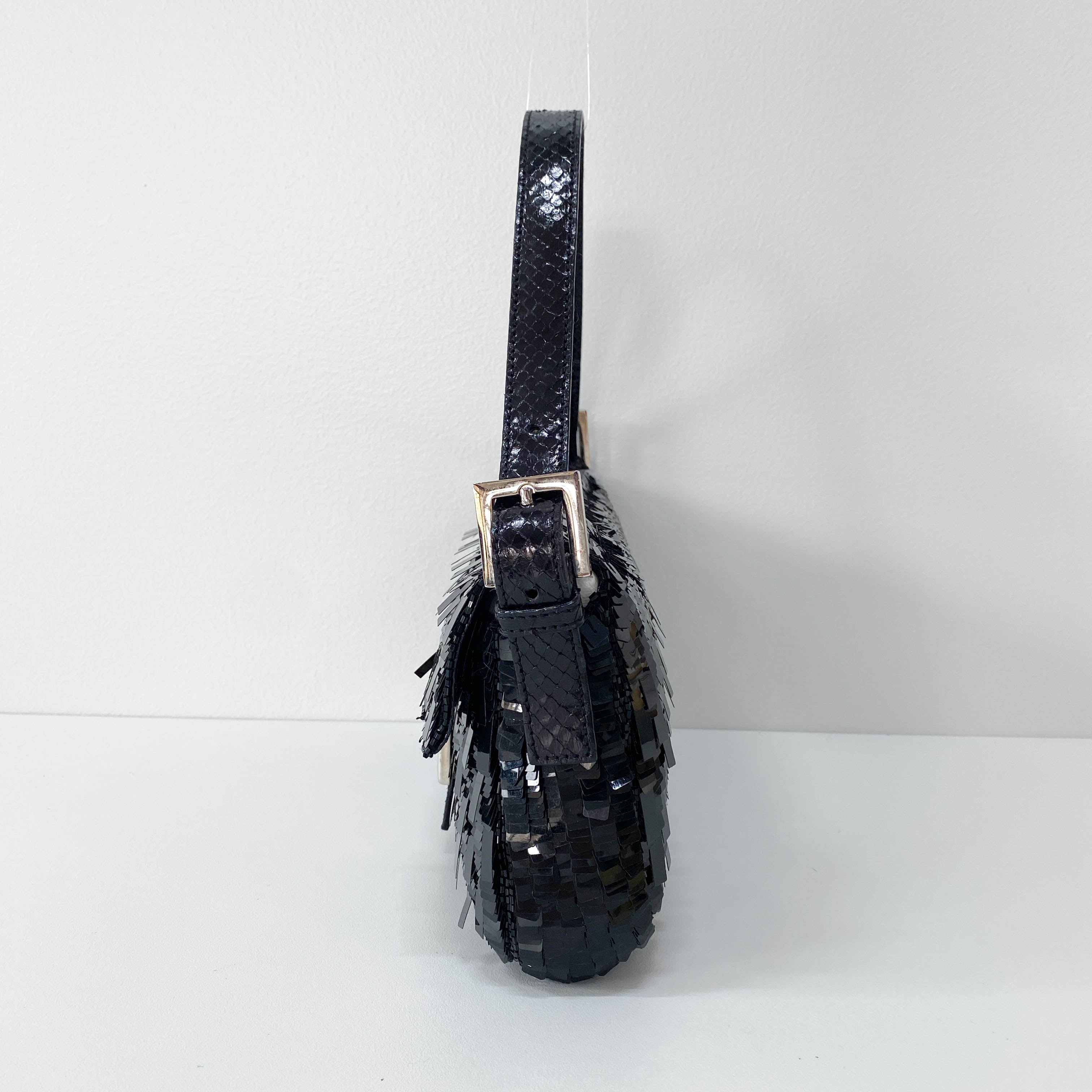 Baguete Black Sequin Shoulder Bag