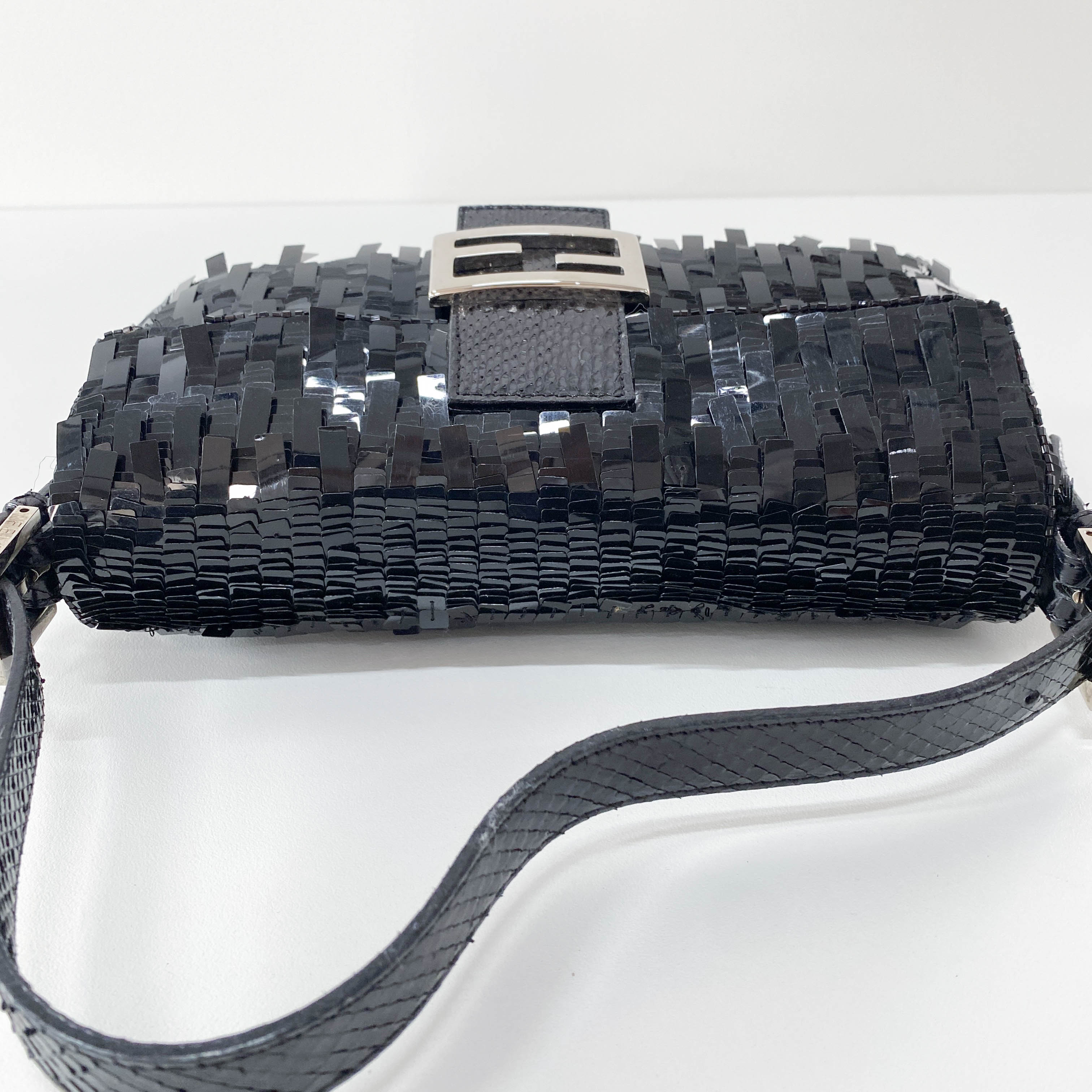 Baguete Black Sequin Shoulder Bag