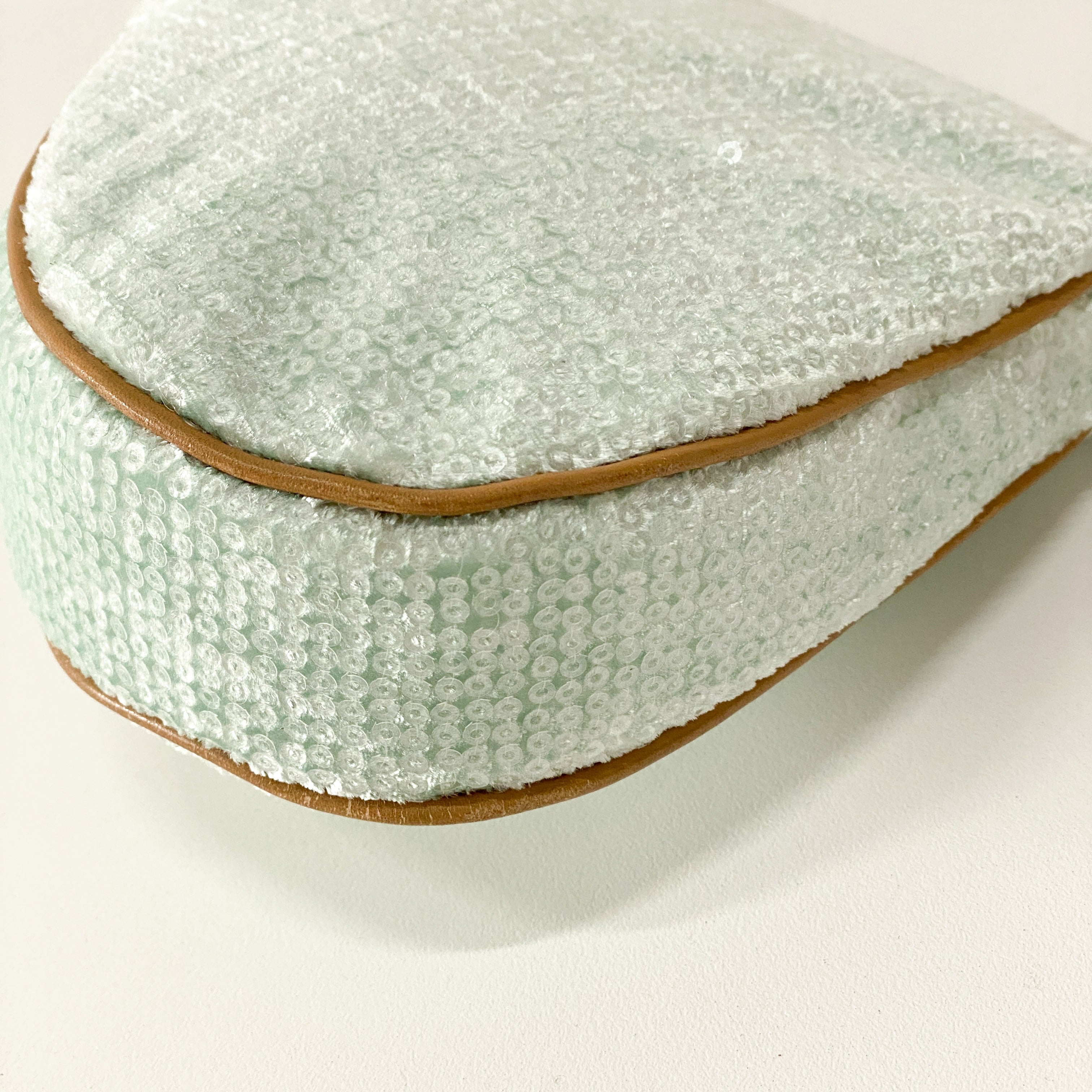 Saddle Light Blue Cotton & Sequin Shoulder Bag