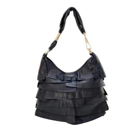 Saint Tropez Black Leather Shoulder Bag