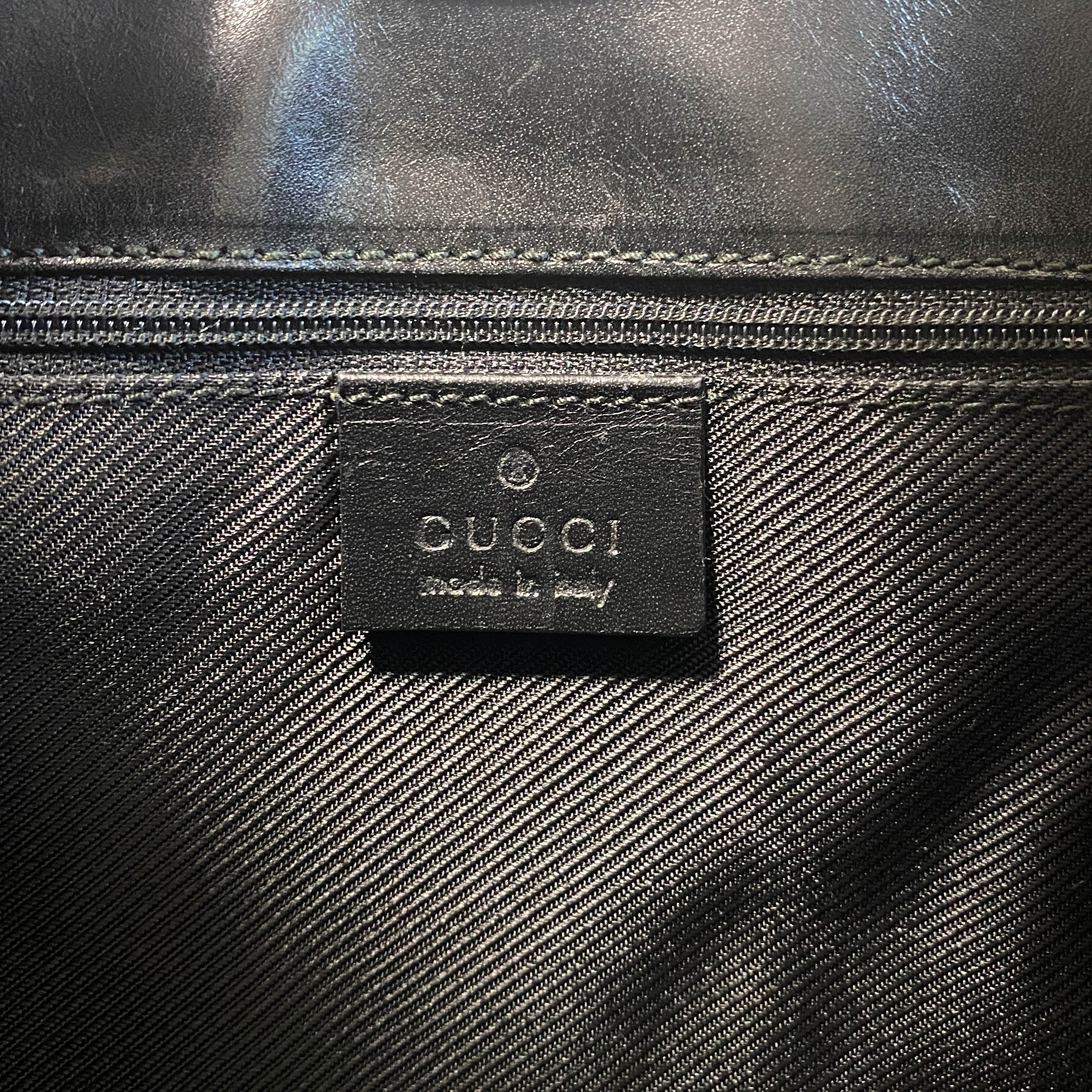 Jackie Black Leather and Canvas Shoulder bag with Gold Hardware