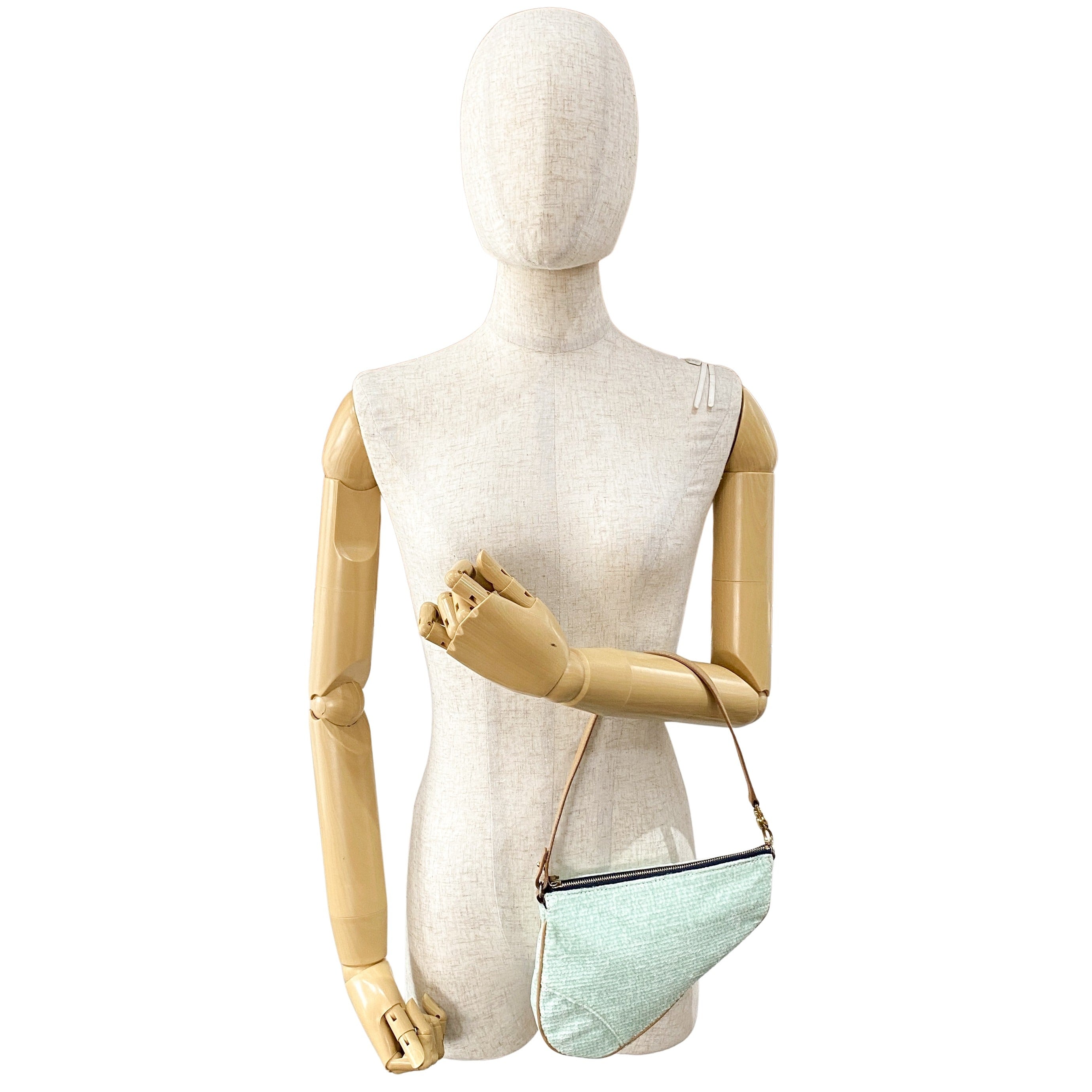 Saddle Light Blue Cotton & Sequin Shoulder Bag