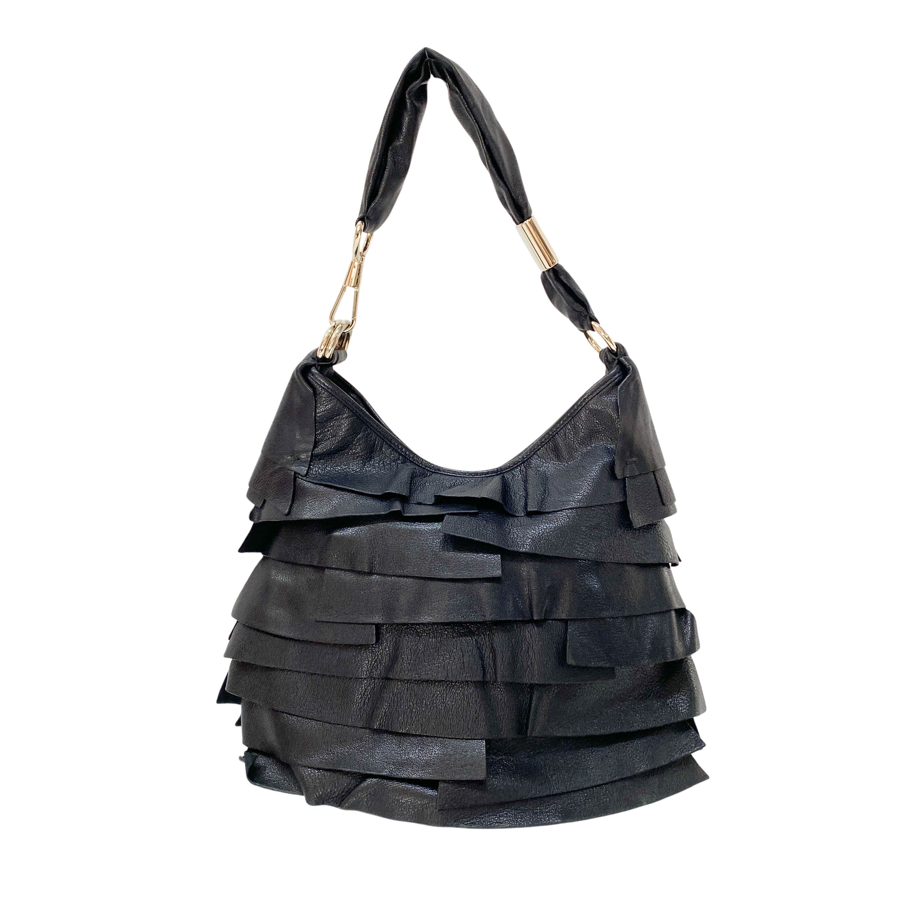 Saint Tropez Black Leather Shoulder Bag