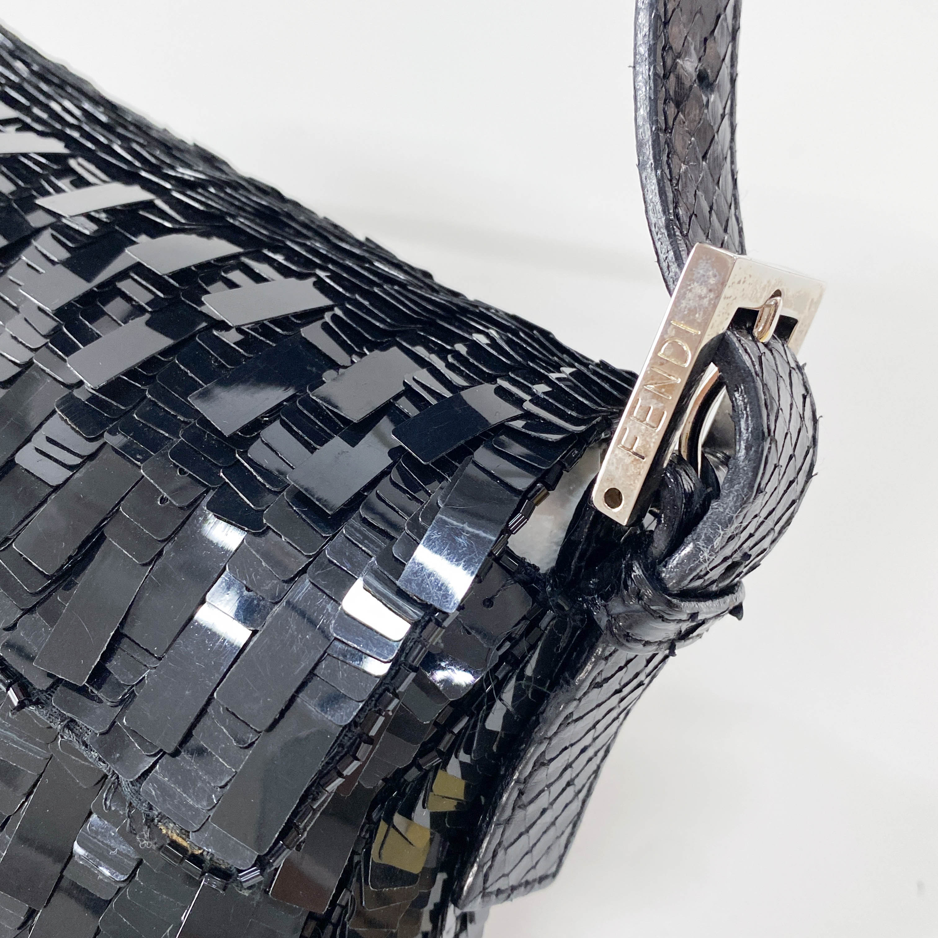 Baguete Black Sequin Shoulder Bag