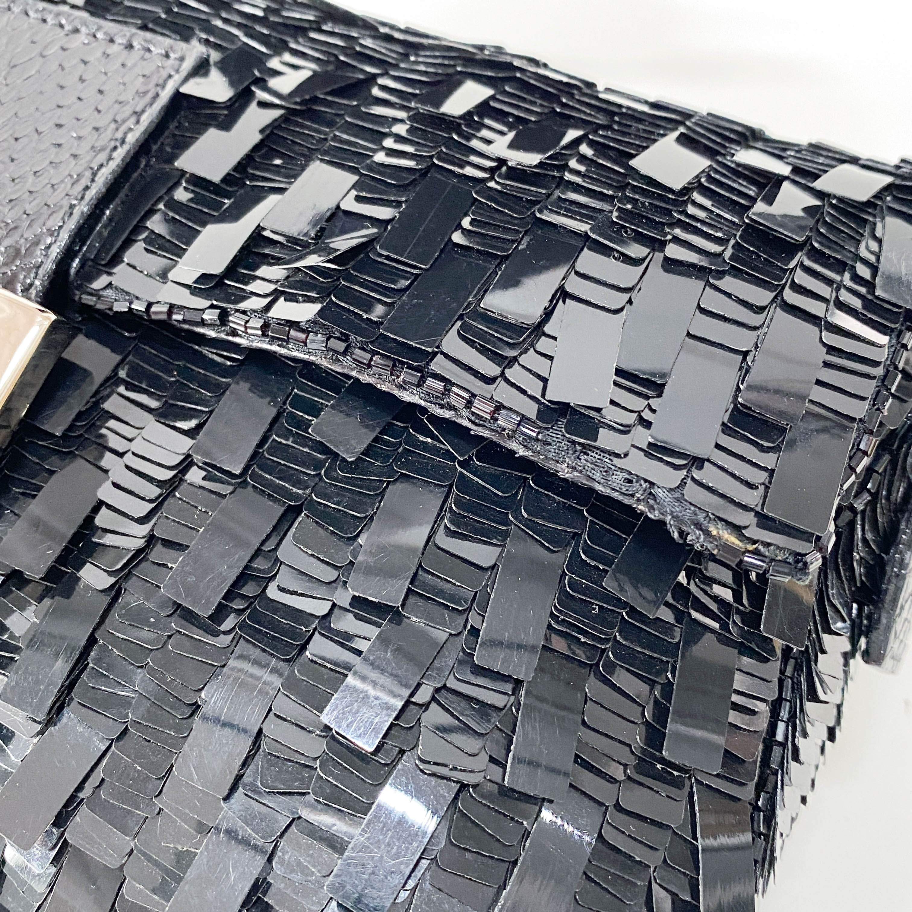 Baguete Black Sequin Shoulder Bag