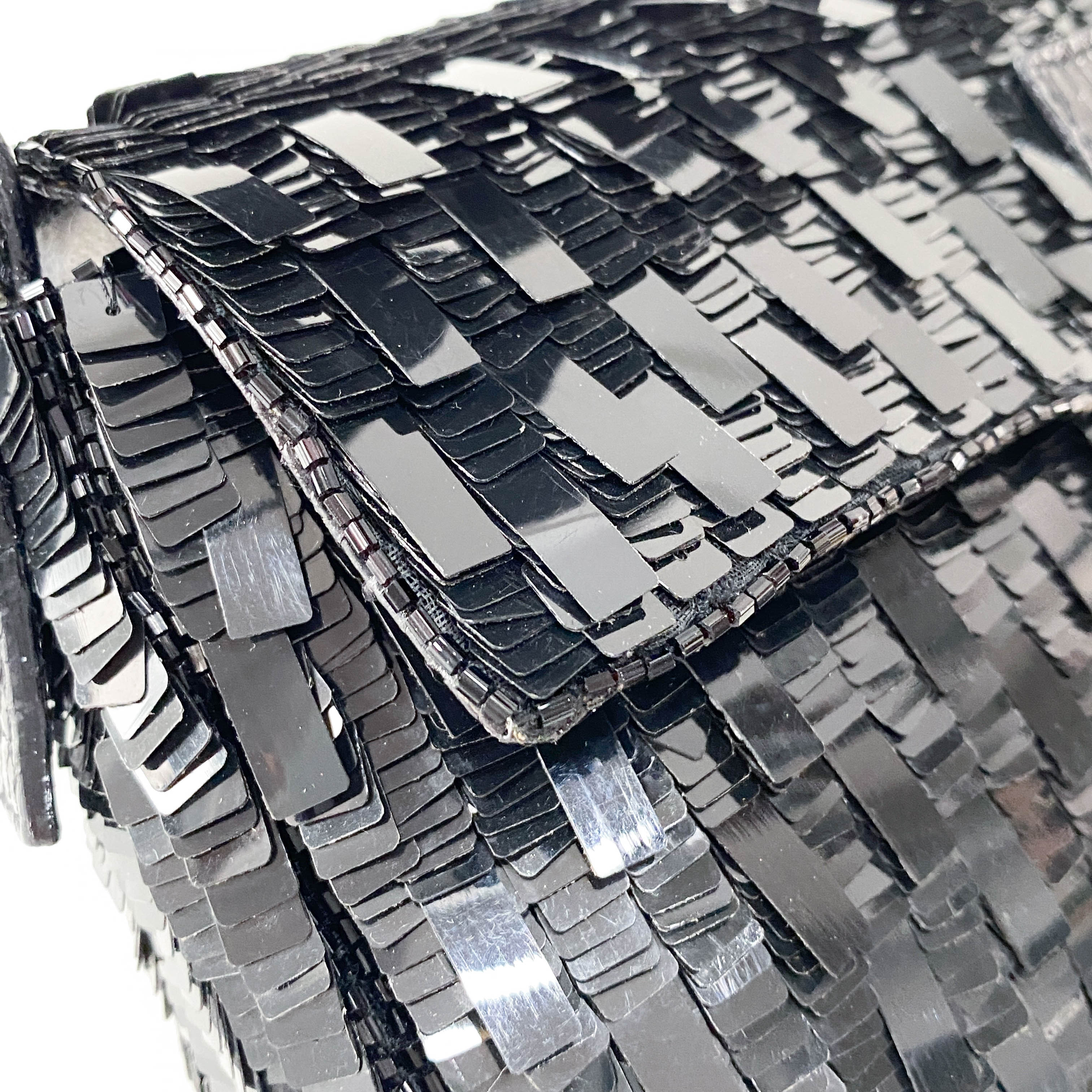 Baguete Black Sequin Shoulder Bag
