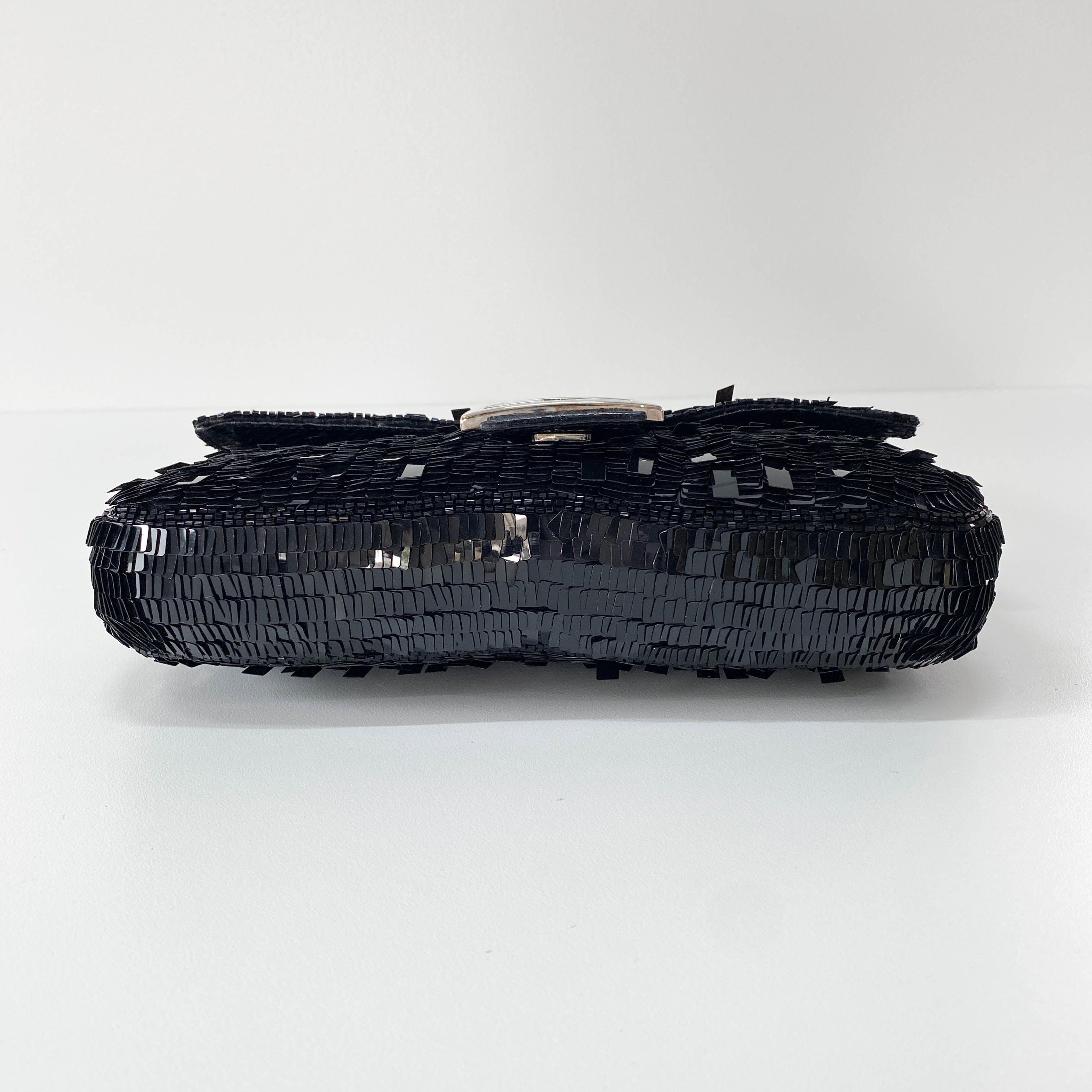 Baguete Black Sequin Shoulder Bag