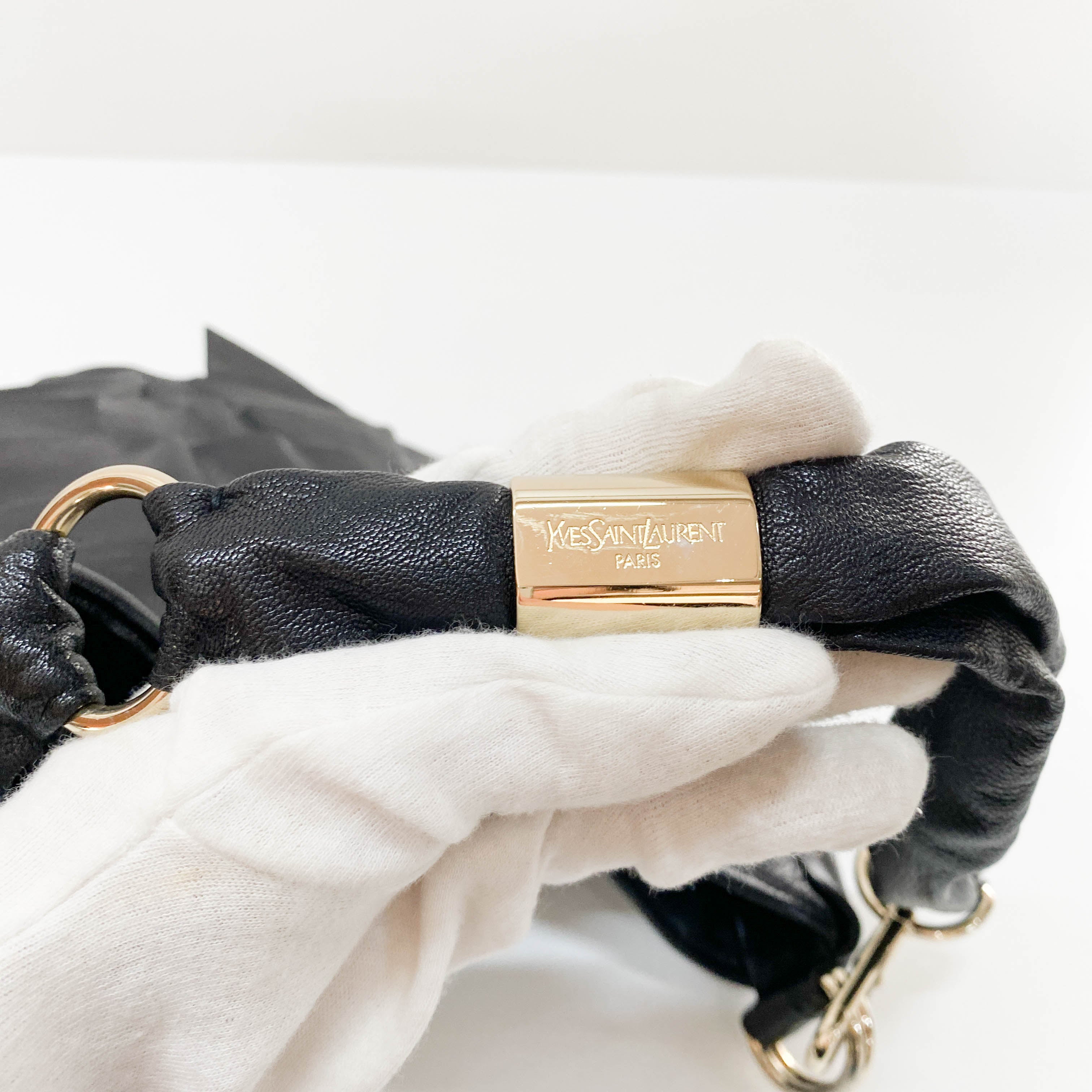 Saint Tropez Black Leather Shoulder Bag