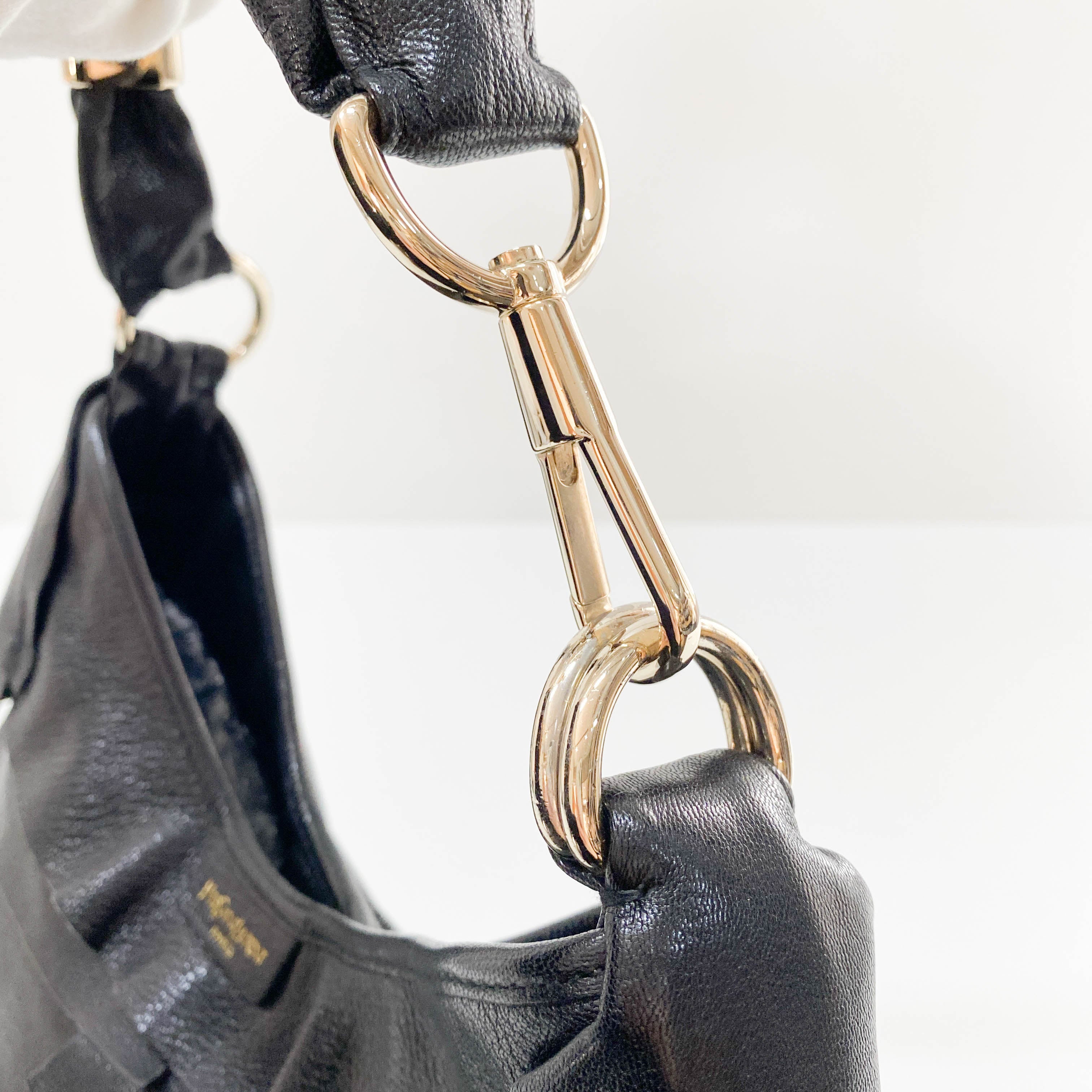 Saint Tropez Black Leather Shoulder Bag