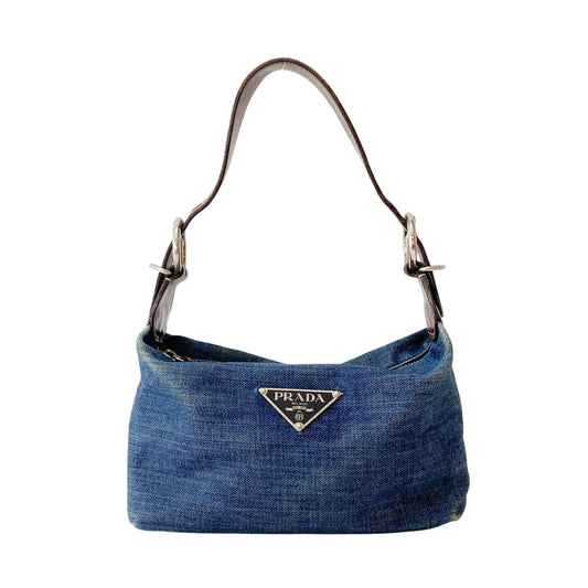 Denim/Leather Pouch Handbag
