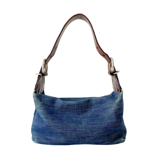 Denim/Leather Pouch Handbag