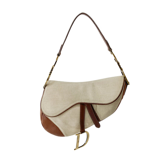 Saddle Bag Brown Leather and Canvas