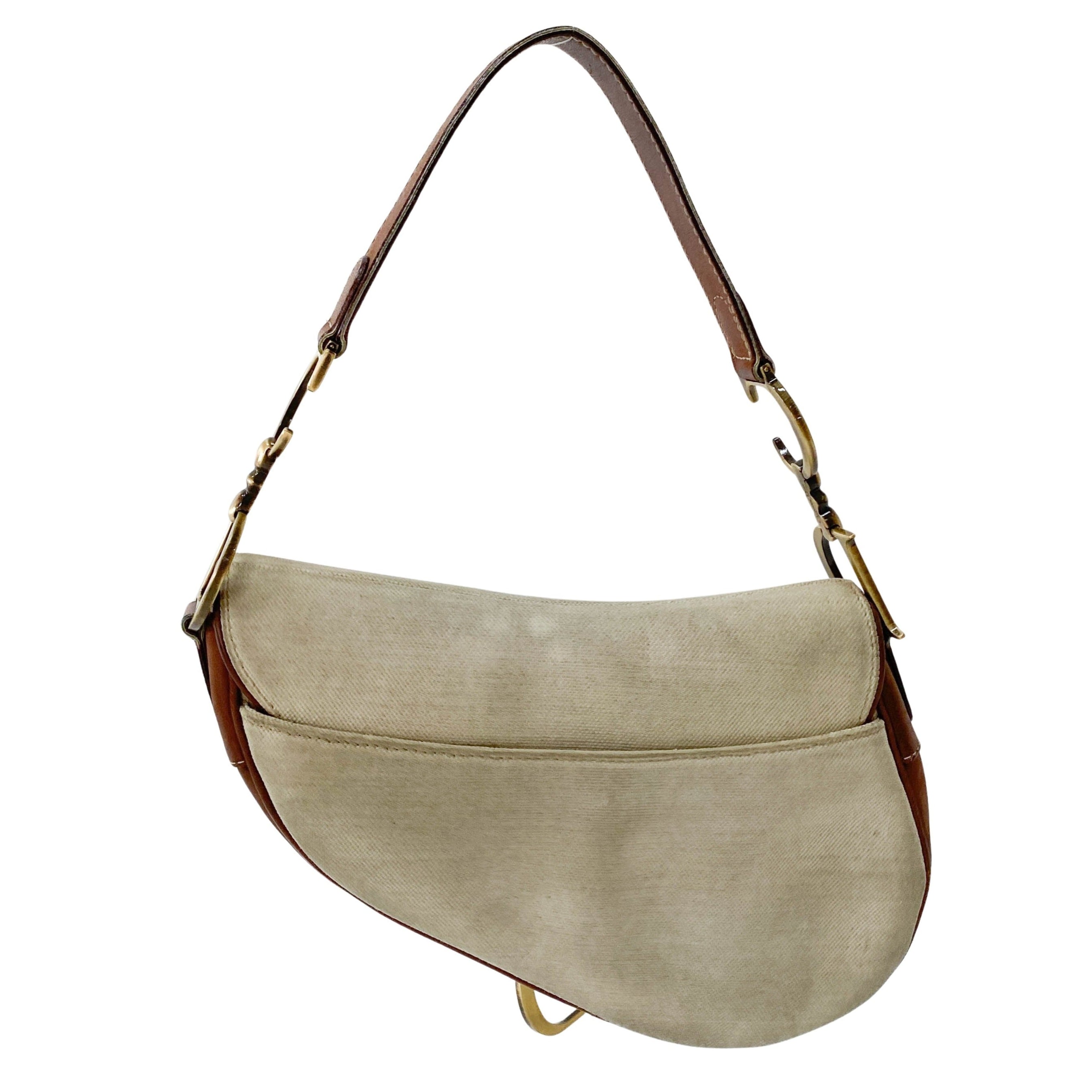 Saddle Bag Brown Leather and Canvas