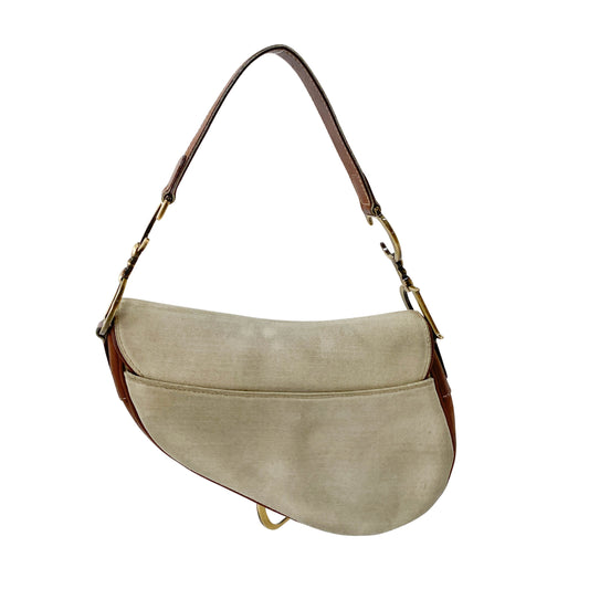 Saddle Bag Brown Leather and Canvas