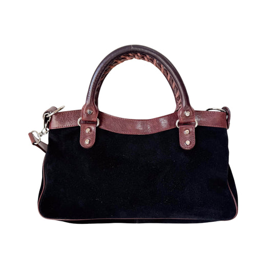 The City Black Suede & Brown Leather Two Way Bag