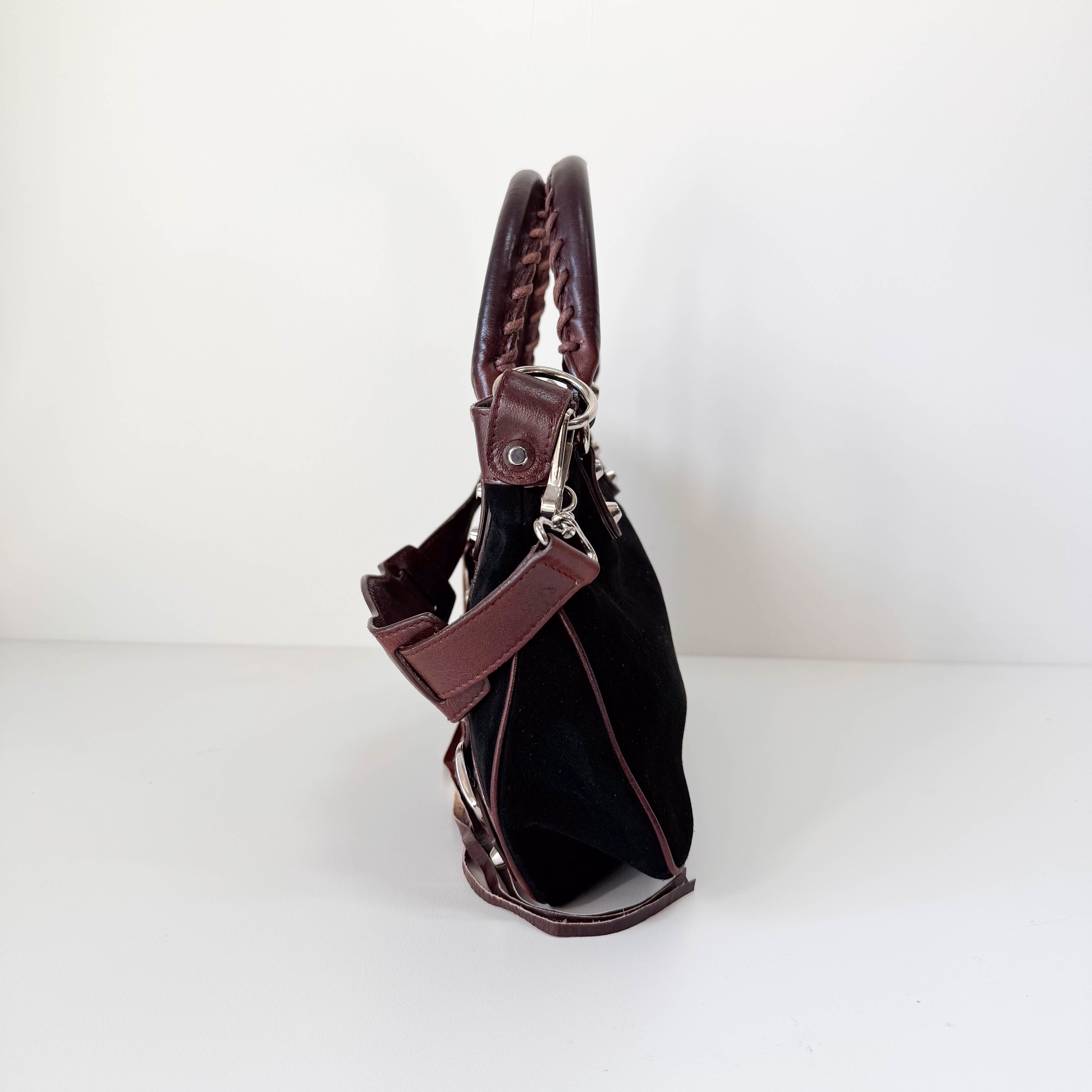 The City Black Suede & Brown Leather Two Way Bag