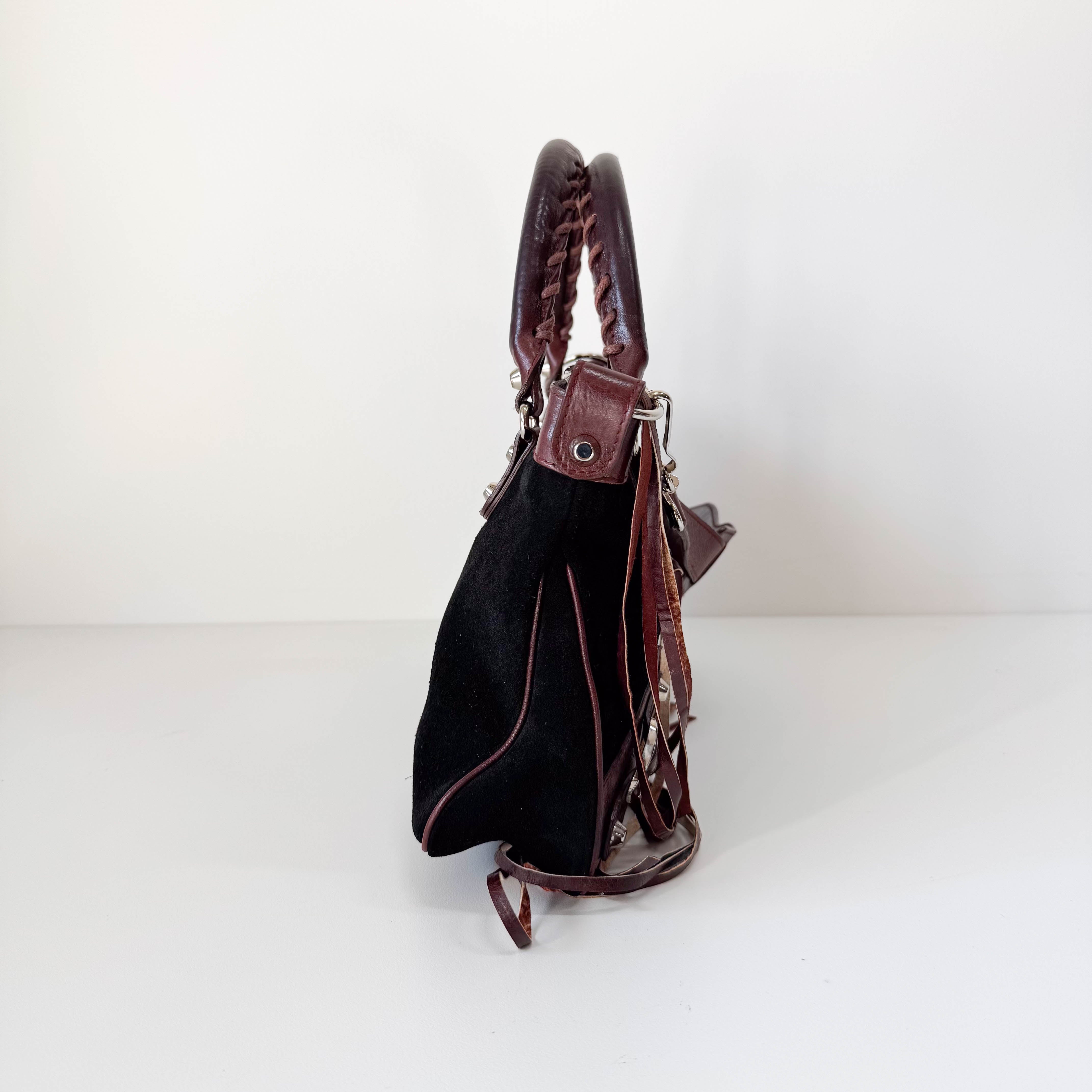 The City Black Suede & Brown Leather Two Way Bag