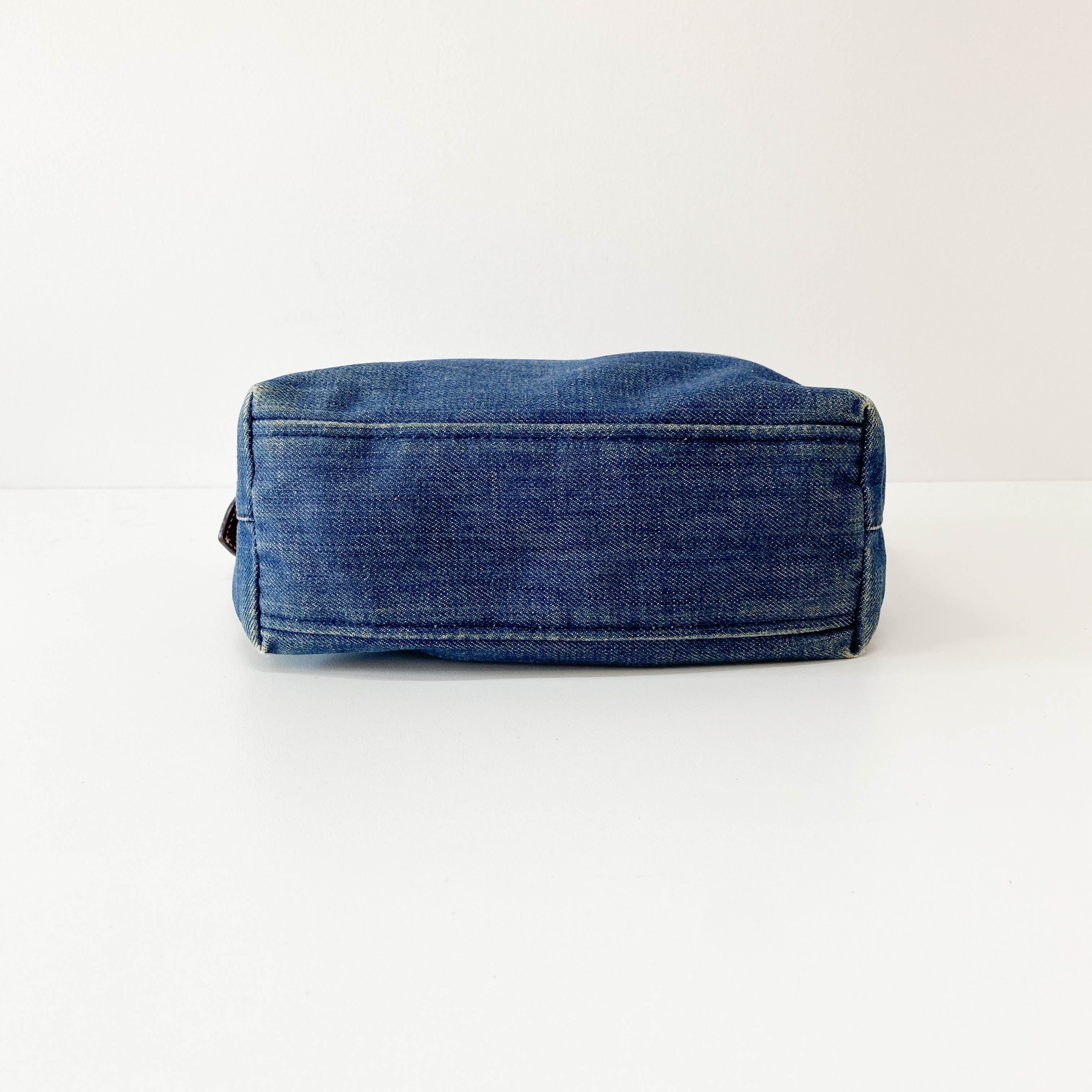 Denim/Leather Pouch Handbag