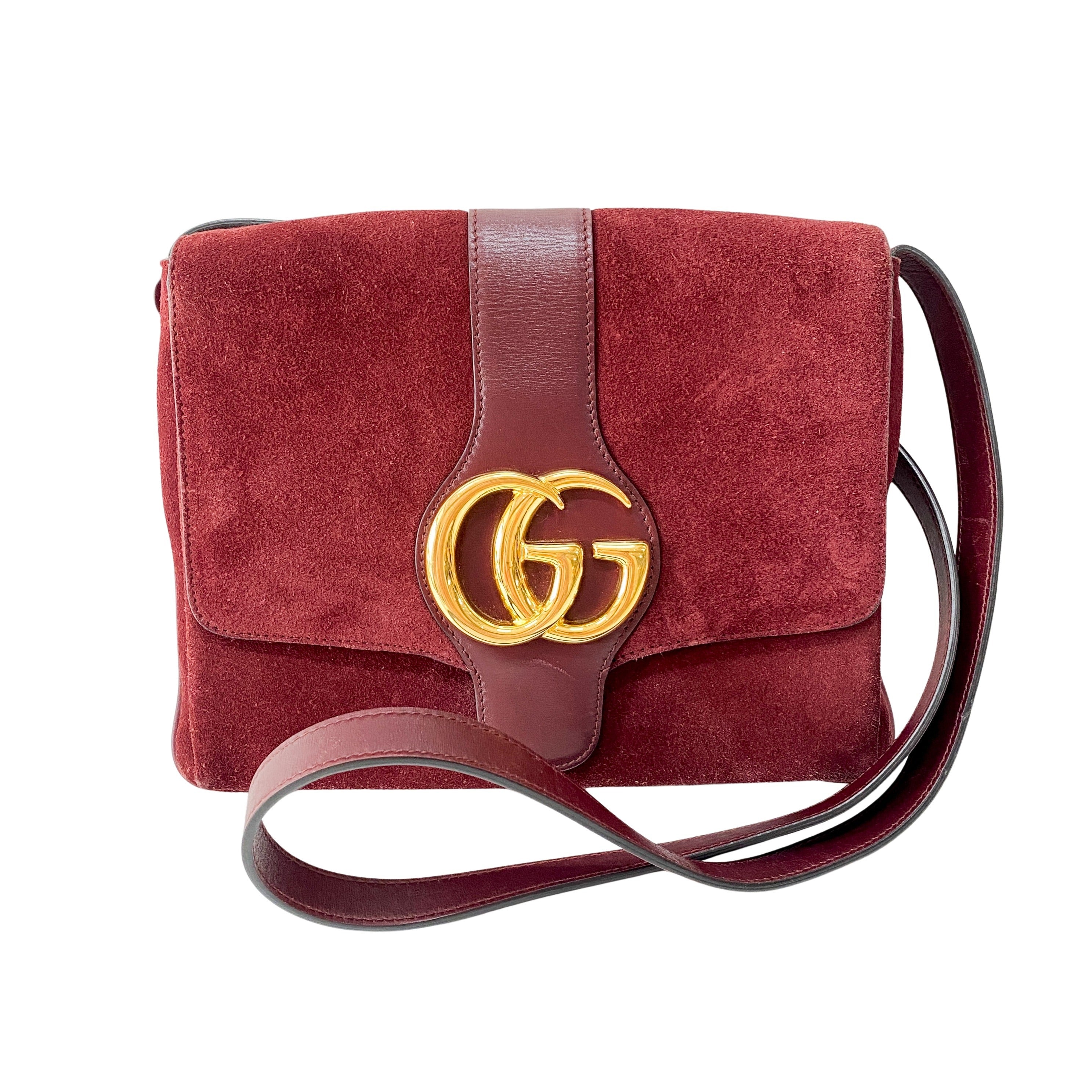 GG Buckle Red Suede Bag