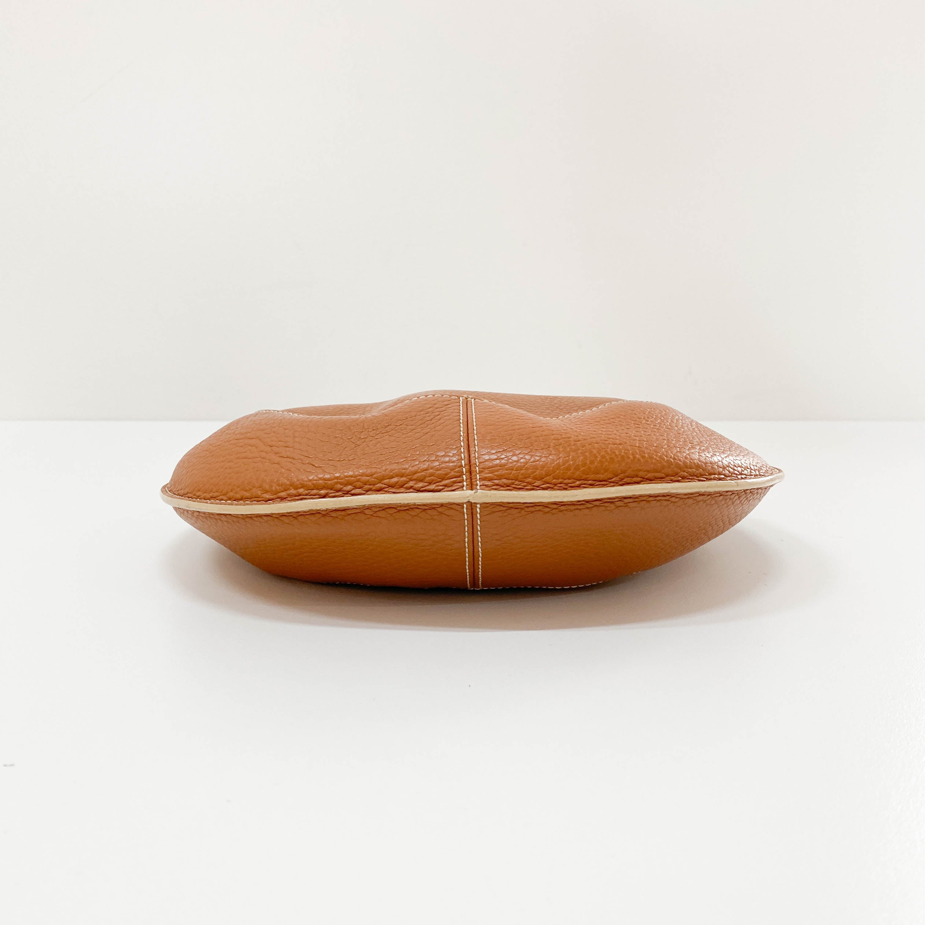 Brown Grain Calfskin Shoulder Bag