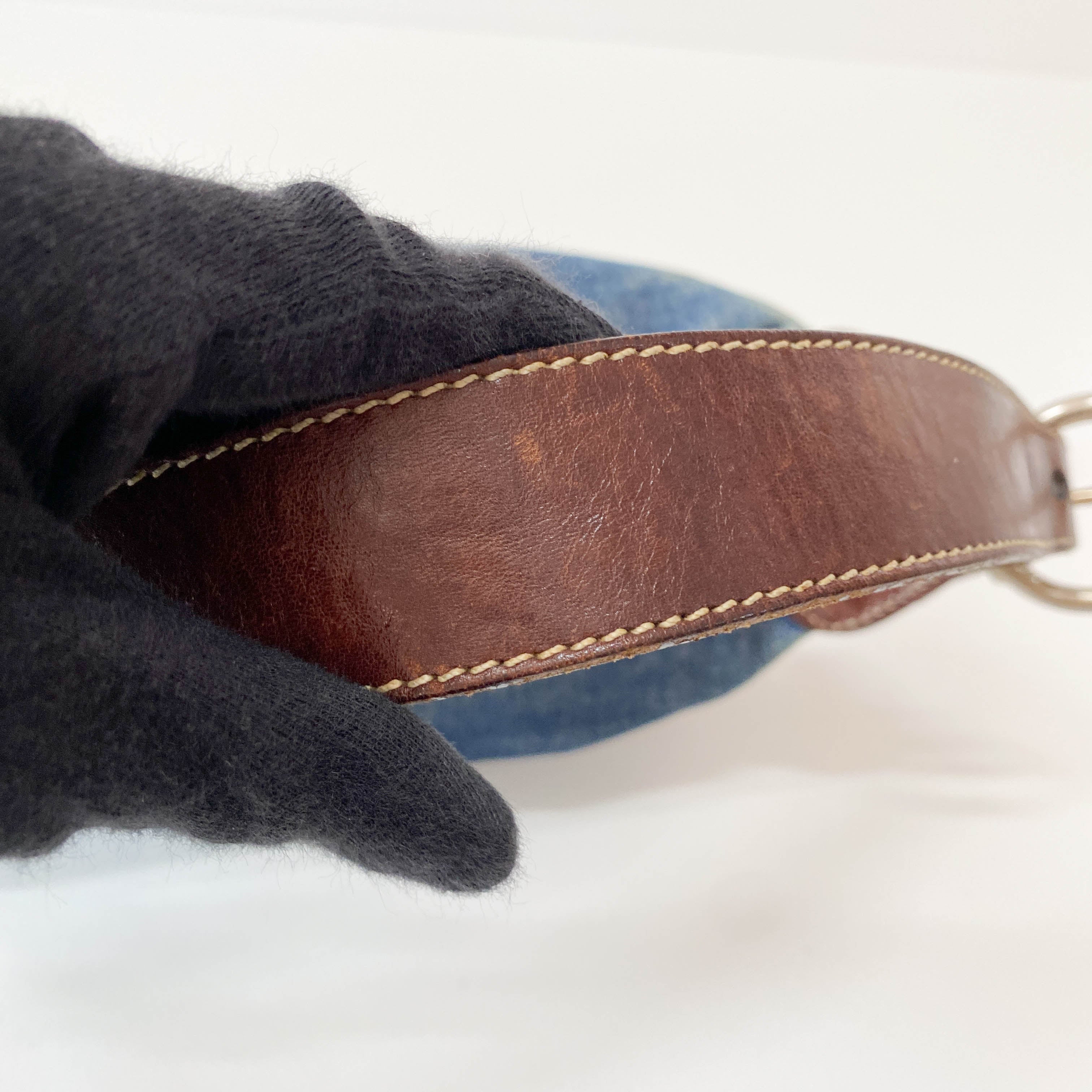 Denim/Leather Pouch Handbag