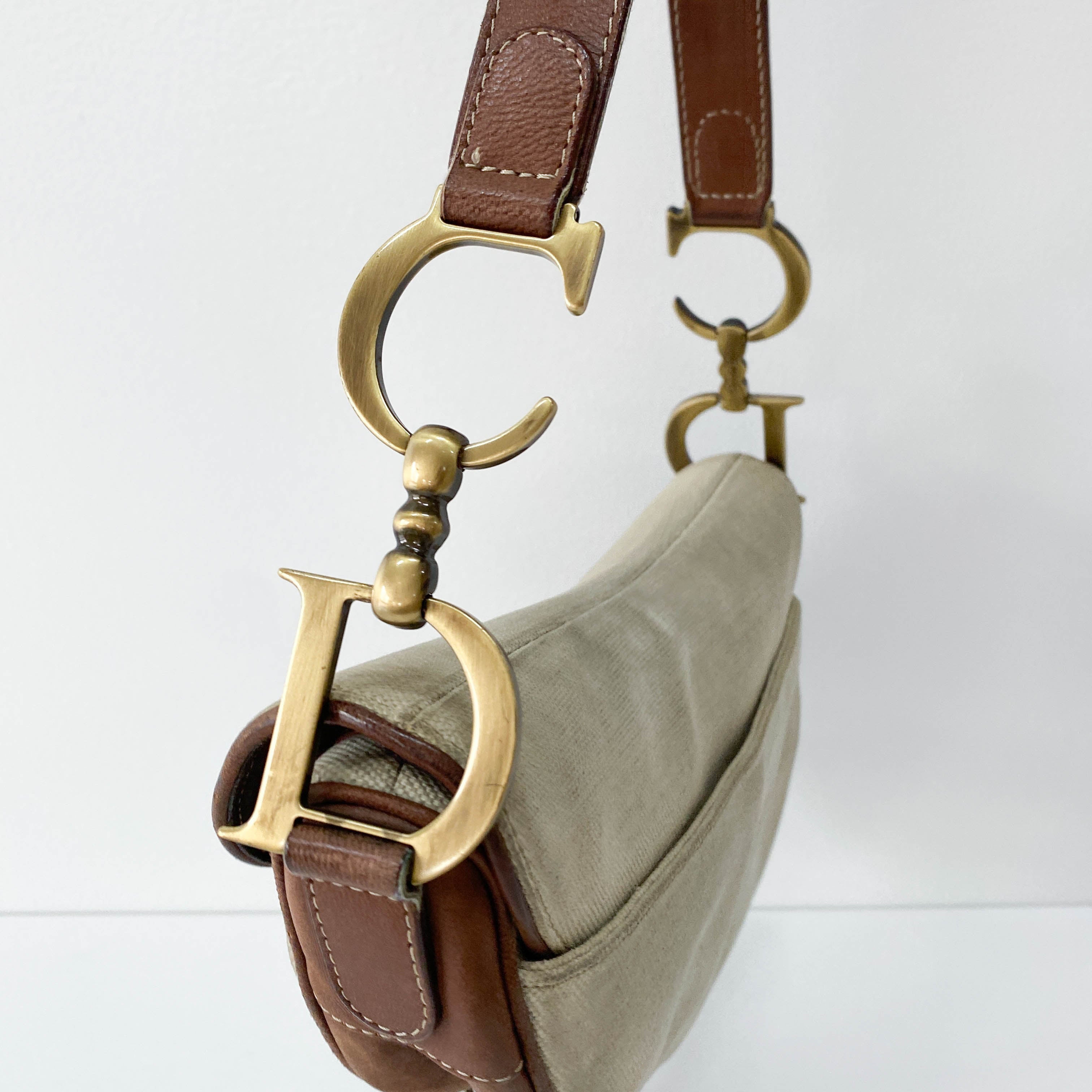 Saddle Bag Brown Leather and Canvas