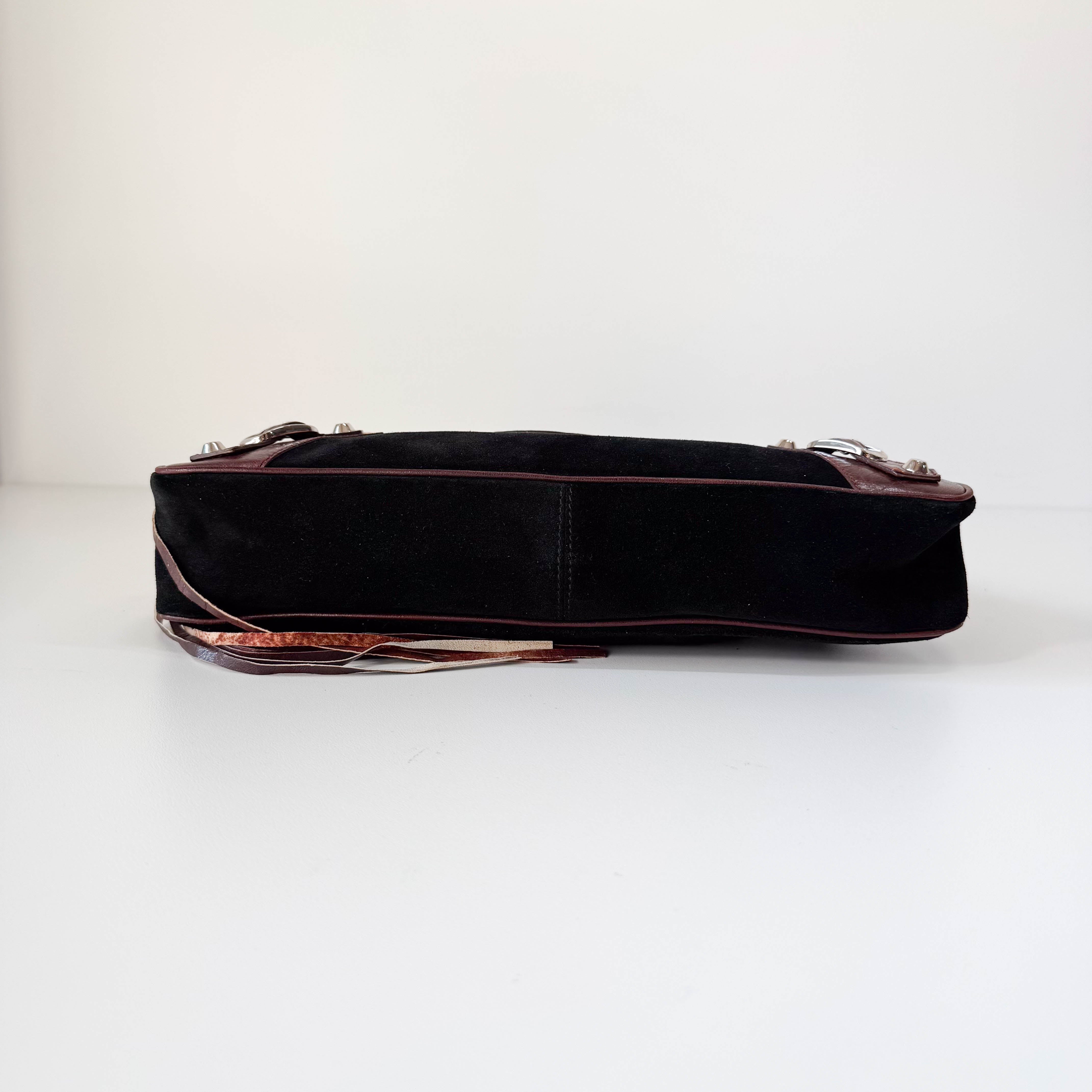The City Black Suede & Brown Leather Two Way Bag
