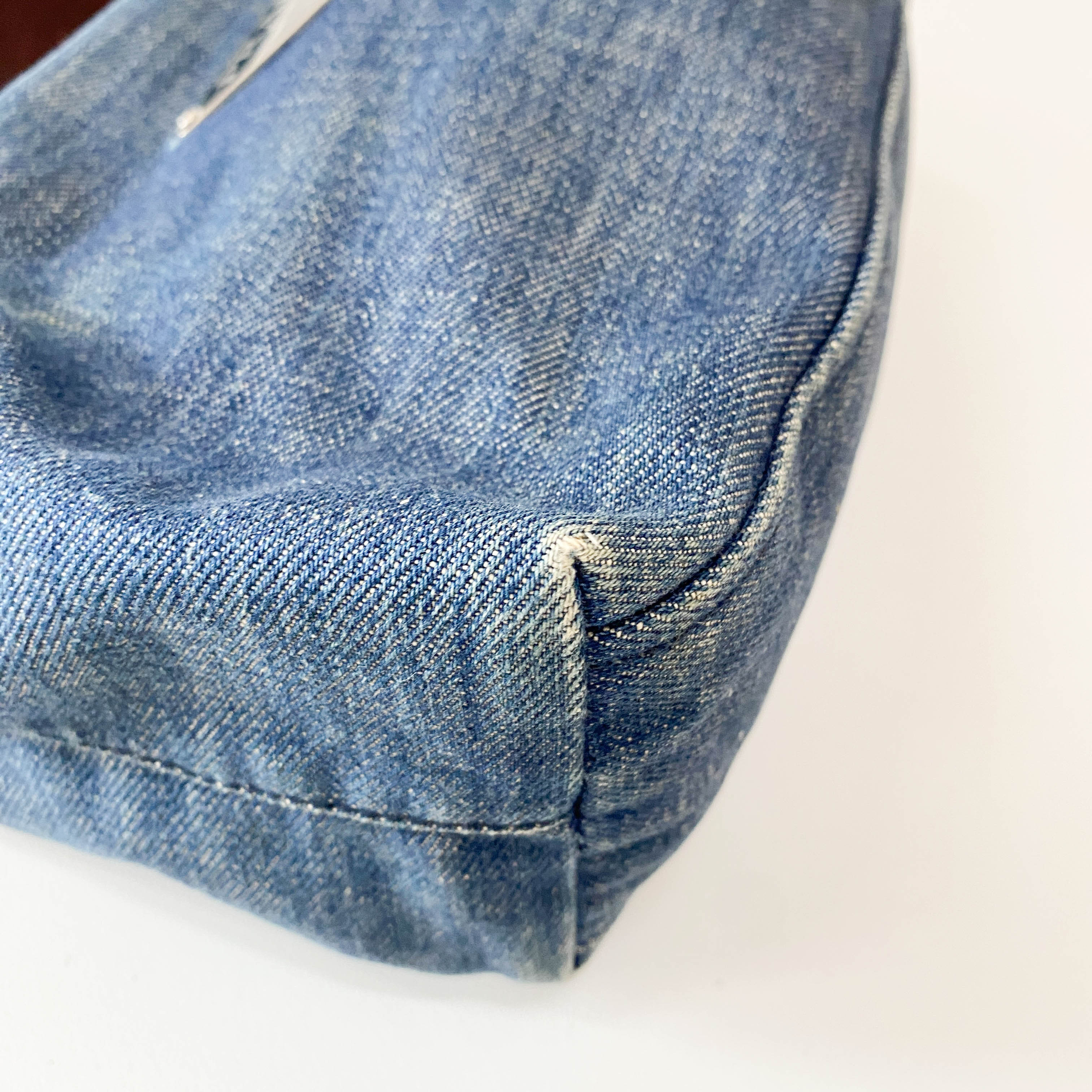 Denim/Leather Pouch Handbag