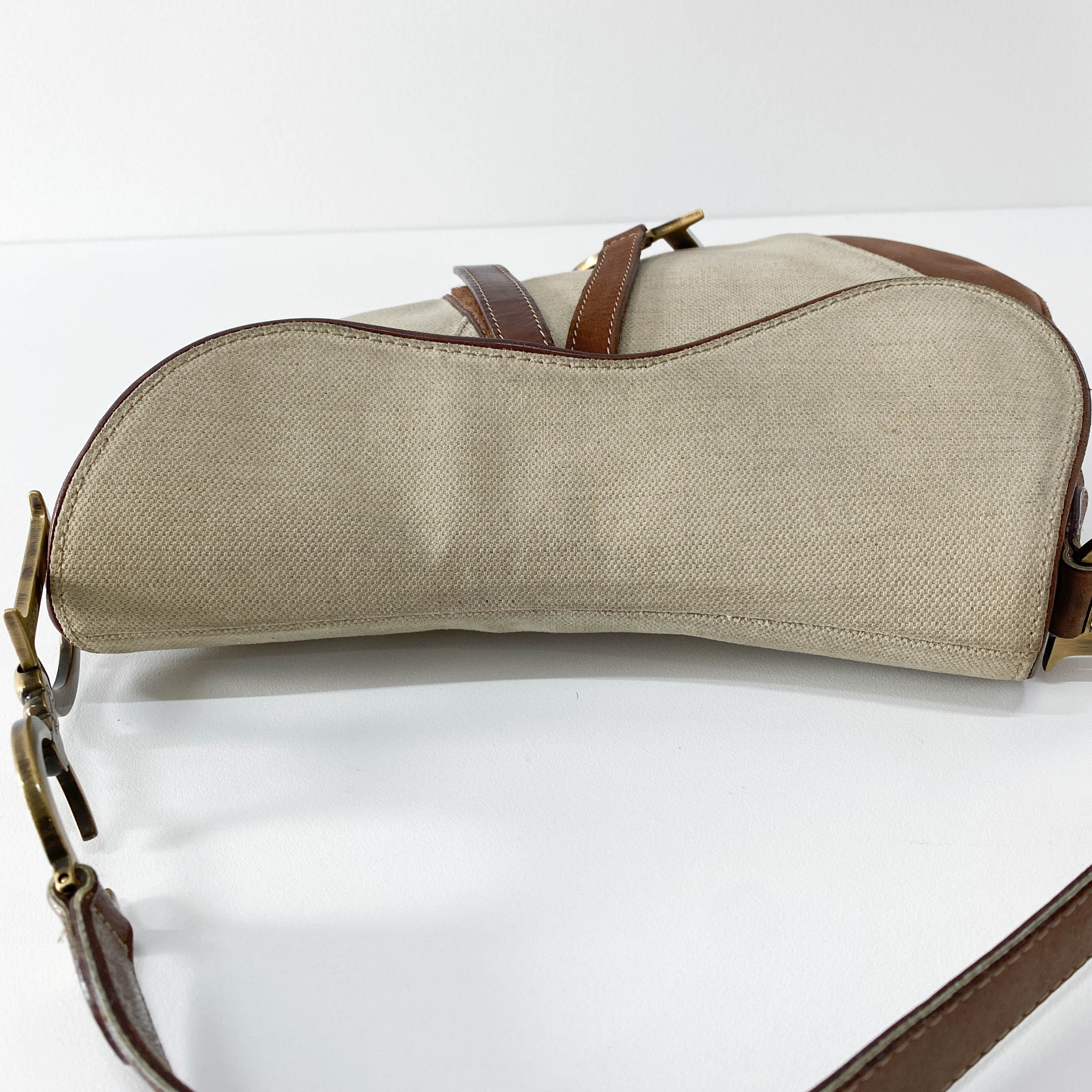 Saddle Bag Brown Leather and Canvas