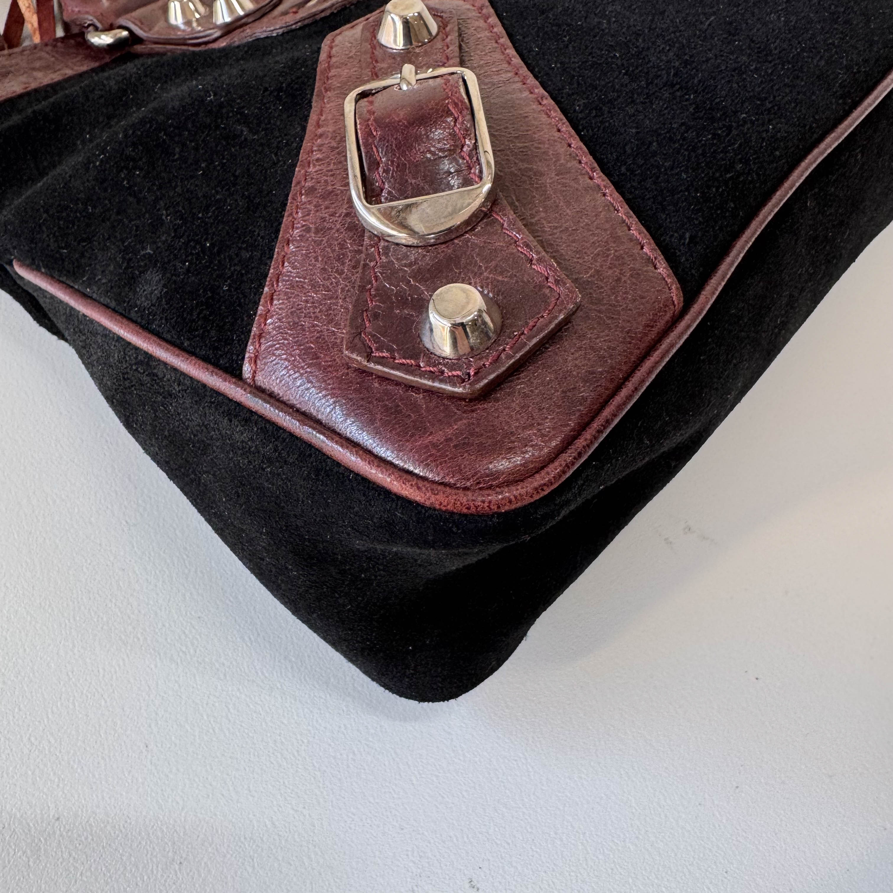 The City Black Suede & Brown Leather Two Way Bag