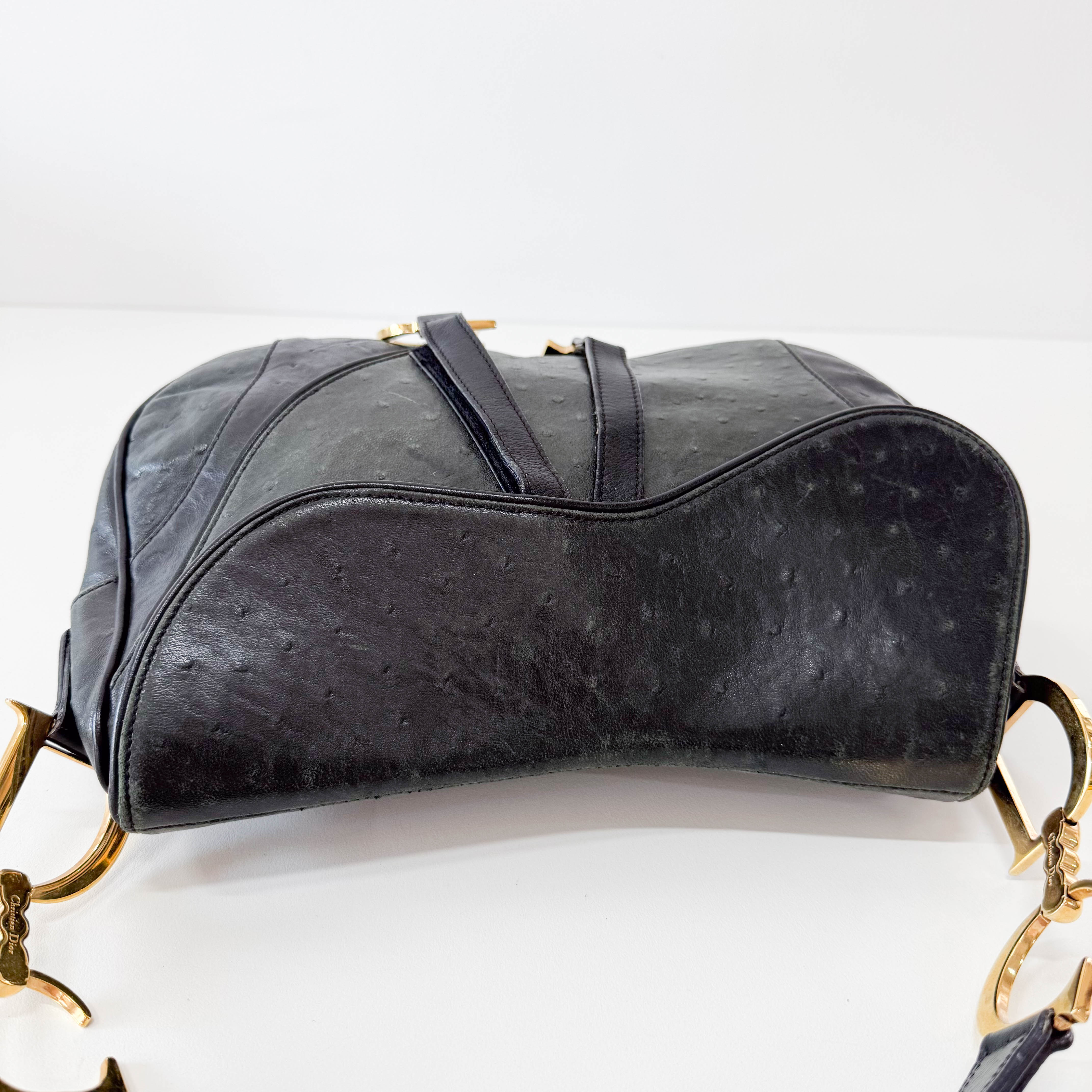 Green Leather Double Saddle Bag