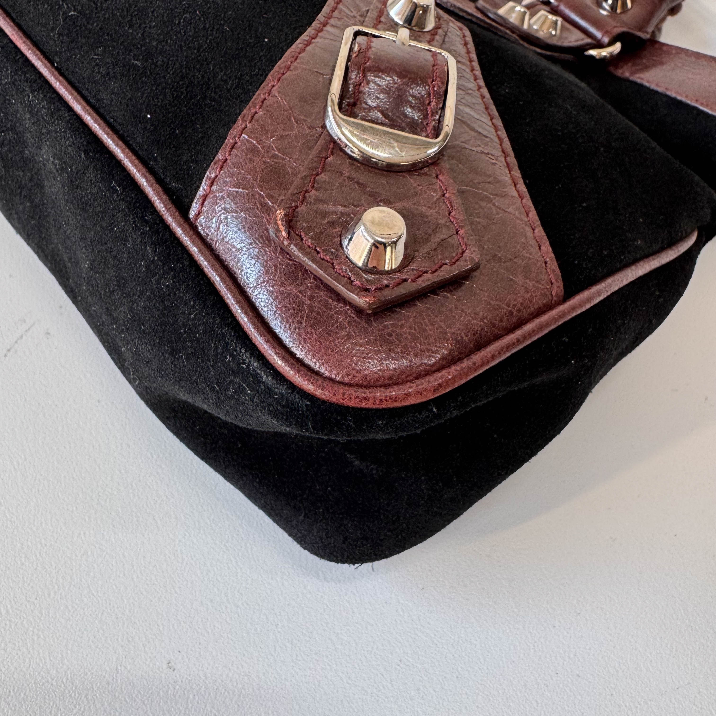 The City Black Suede & Brown Leather Two Way Bag